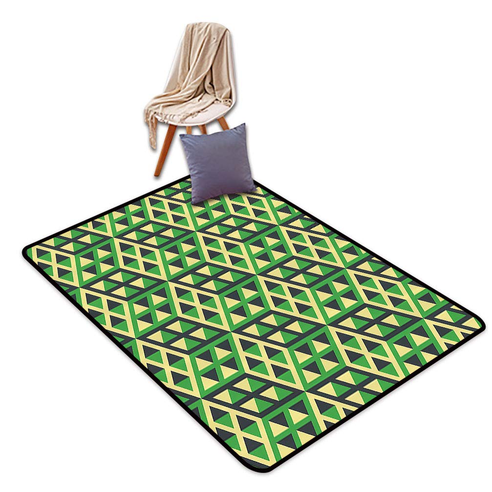 Isometric Geometric Area Rug with Cubic Diamond & Triangle Mosaic Design - 6'6