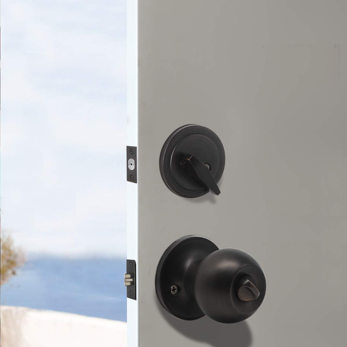 Gobrico Classic Oil Rubbed Bronze Entry Door Lock Set with Single Cylinder Deadbolt - 1 Pack Keyed Alike for Enhanced Home Security | Perfect for Front Doors, Main Entrances & High-Traffic Areas
