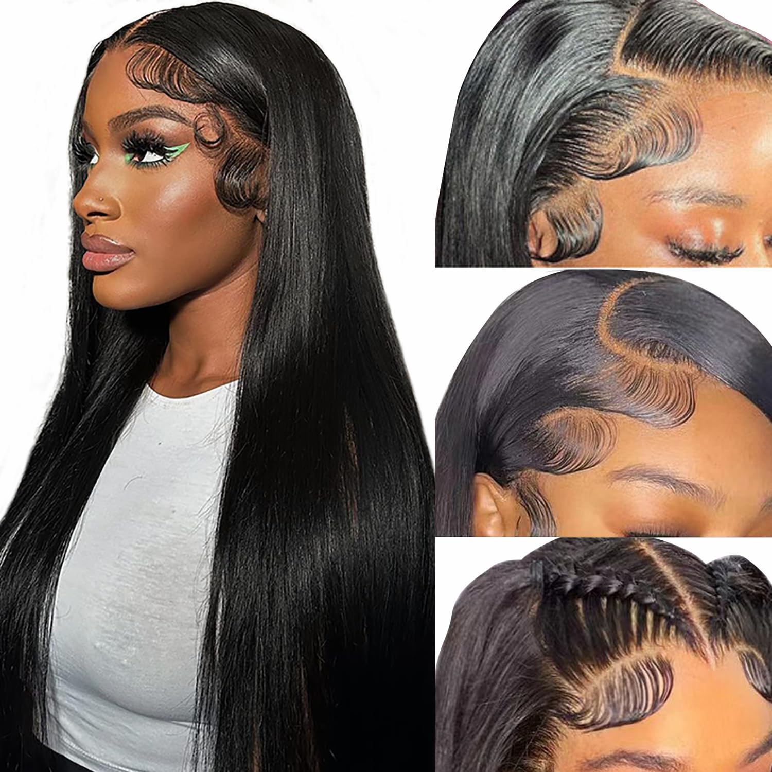 13x4 HD Transparent Lace Front Wig - 150% Density Brazilian Virgin Human Hair - Pre Plucked with Baby Hair - Straight 26 Inch Natural Black Lace Front Wig for Women - Perfect for Daily Wear, Cosplay & Special Occasions