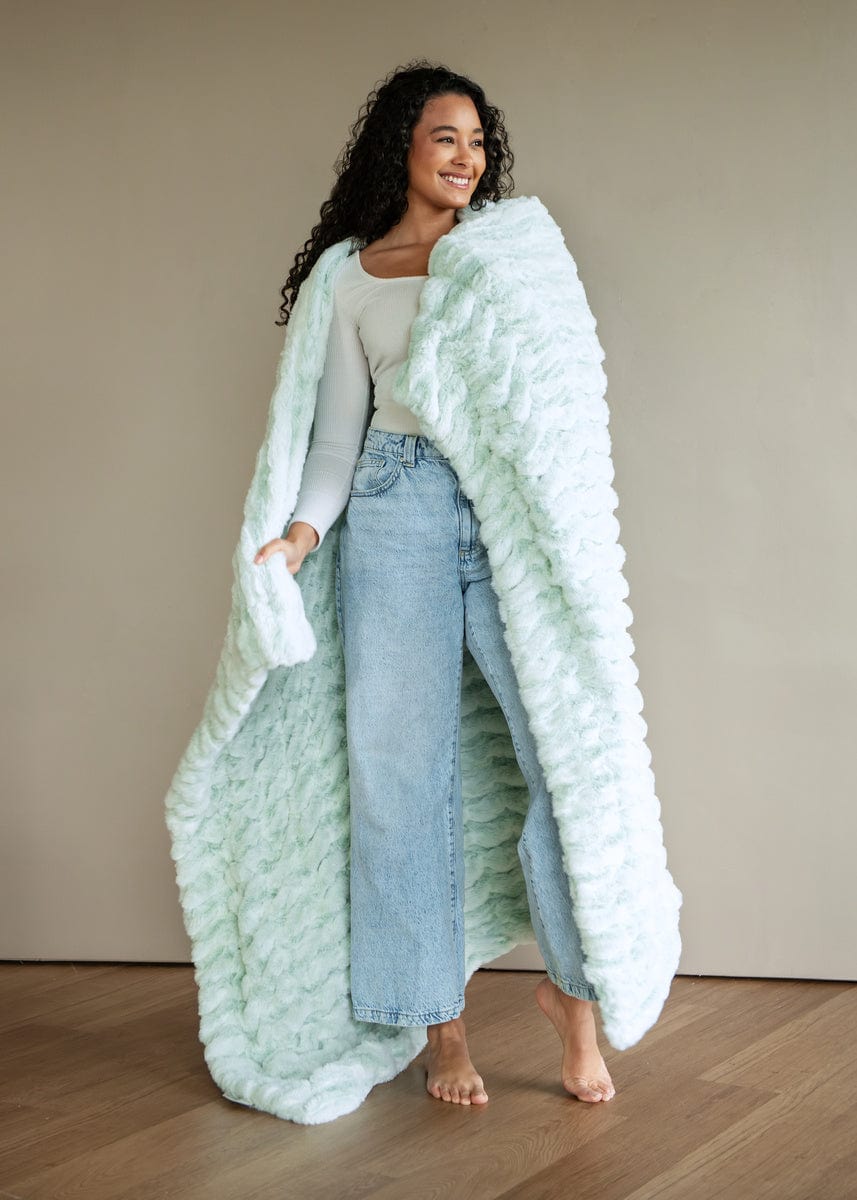 Cozy Hugs Snowcapped Pistachio Blanket - Soft & Warm Throw for Bed, Couch, and Travel - Perfect for Winter Nights, Movie Time & Gift Giving
