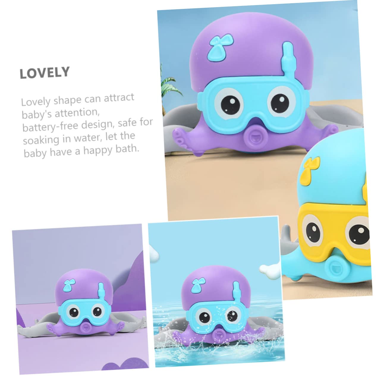 Fun Swimming Octopus Toy for Kids - Purple Plastic Underwater Bath Toy for Boys & Girls - Perfect for Pool, Bathtub & Beach Playtime