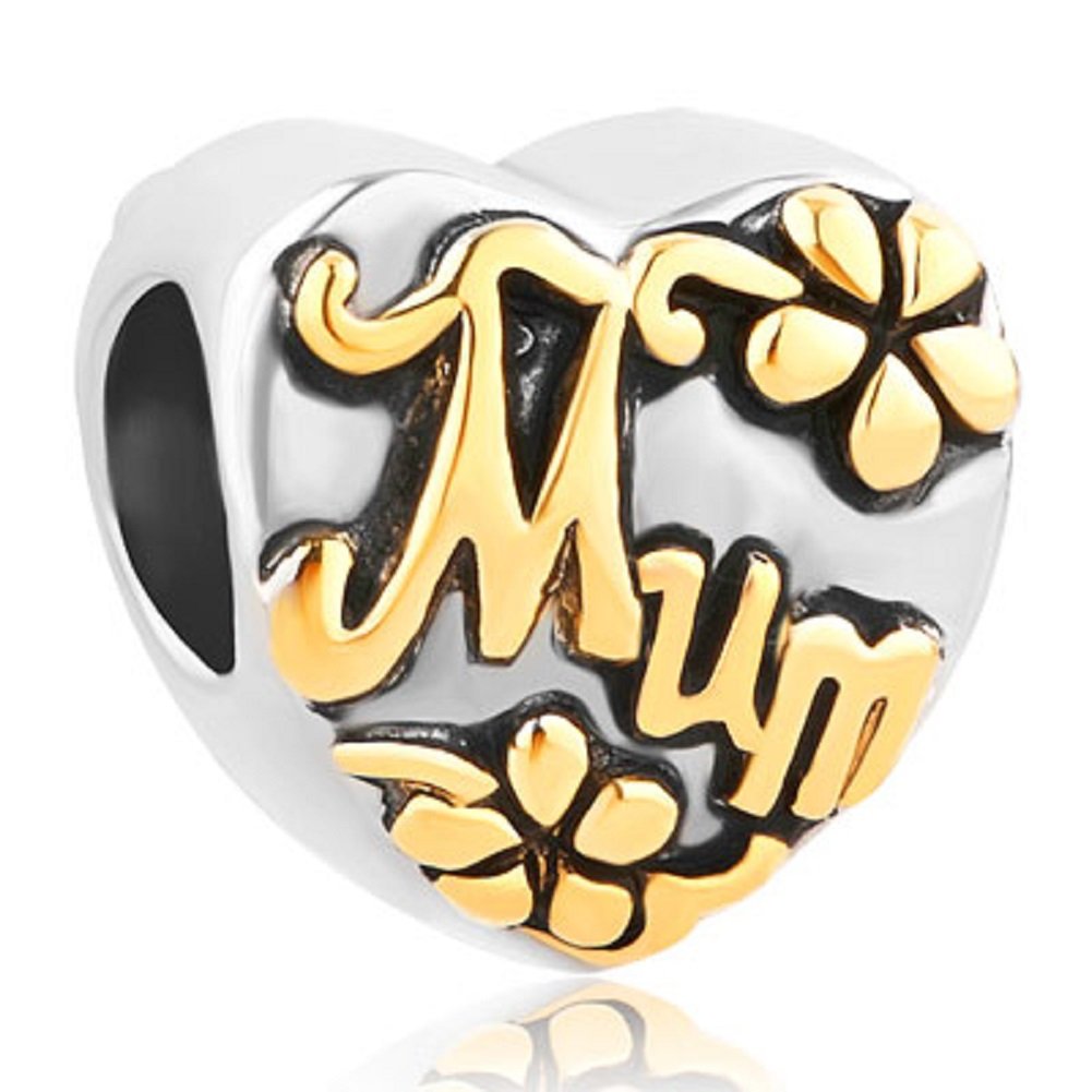 Heart Love Gold Family Bead Charms for Bracelets - JewelryHouse | Elegant Personalized Jewelry for Gifts, Anniversaries & Special Occasions