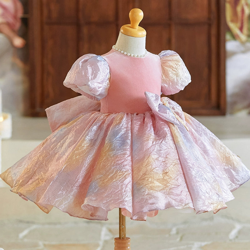 Pink Baby Girl Birthday Dress - Flower Girl Wedding Princess Gown for Special Occasions & Photo Shoots