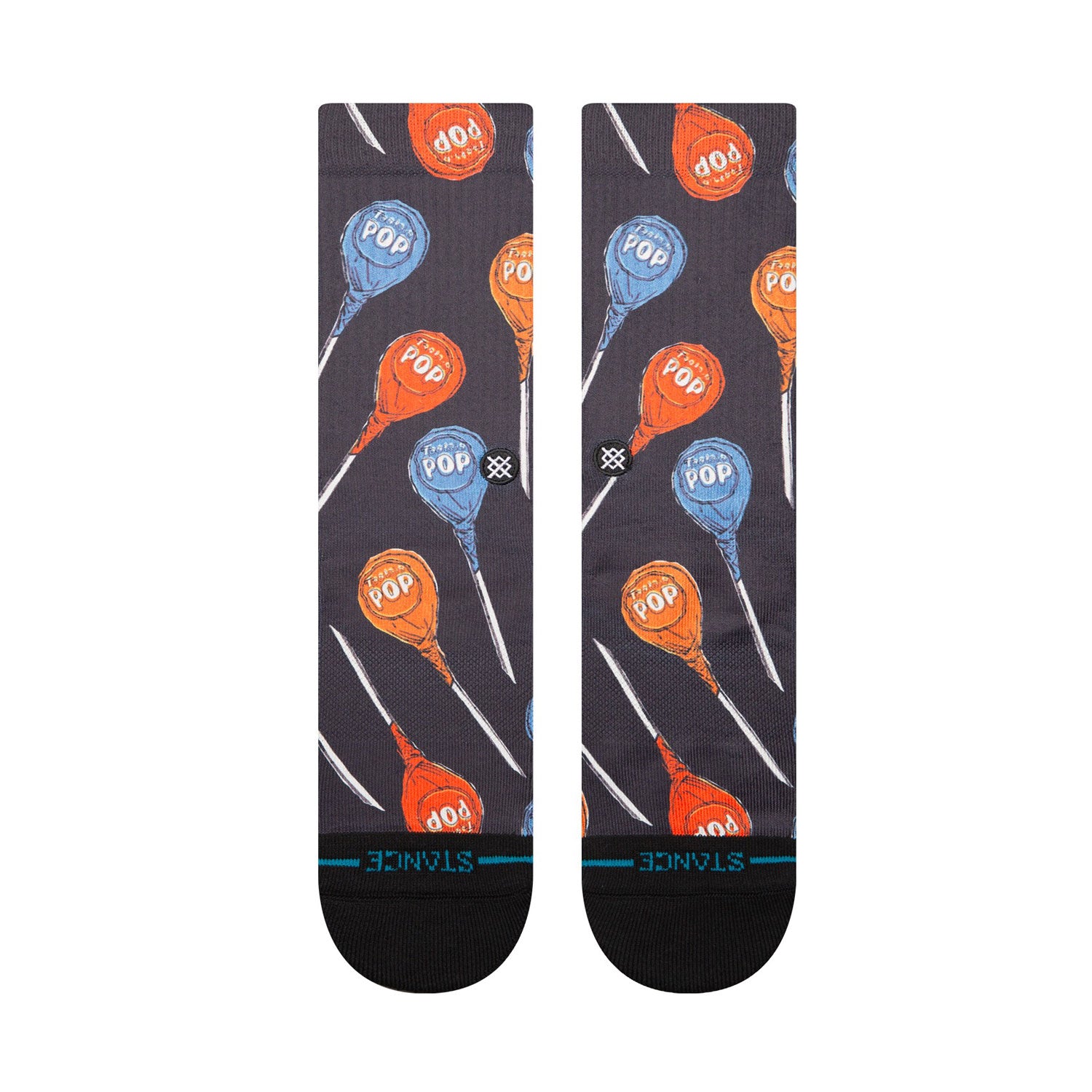 Men's Black Crew Socks - Soft Cotton Comfortable Everyday Socks for Work, Sports & Casual Wear - Tootsie Pop Inspired Design
