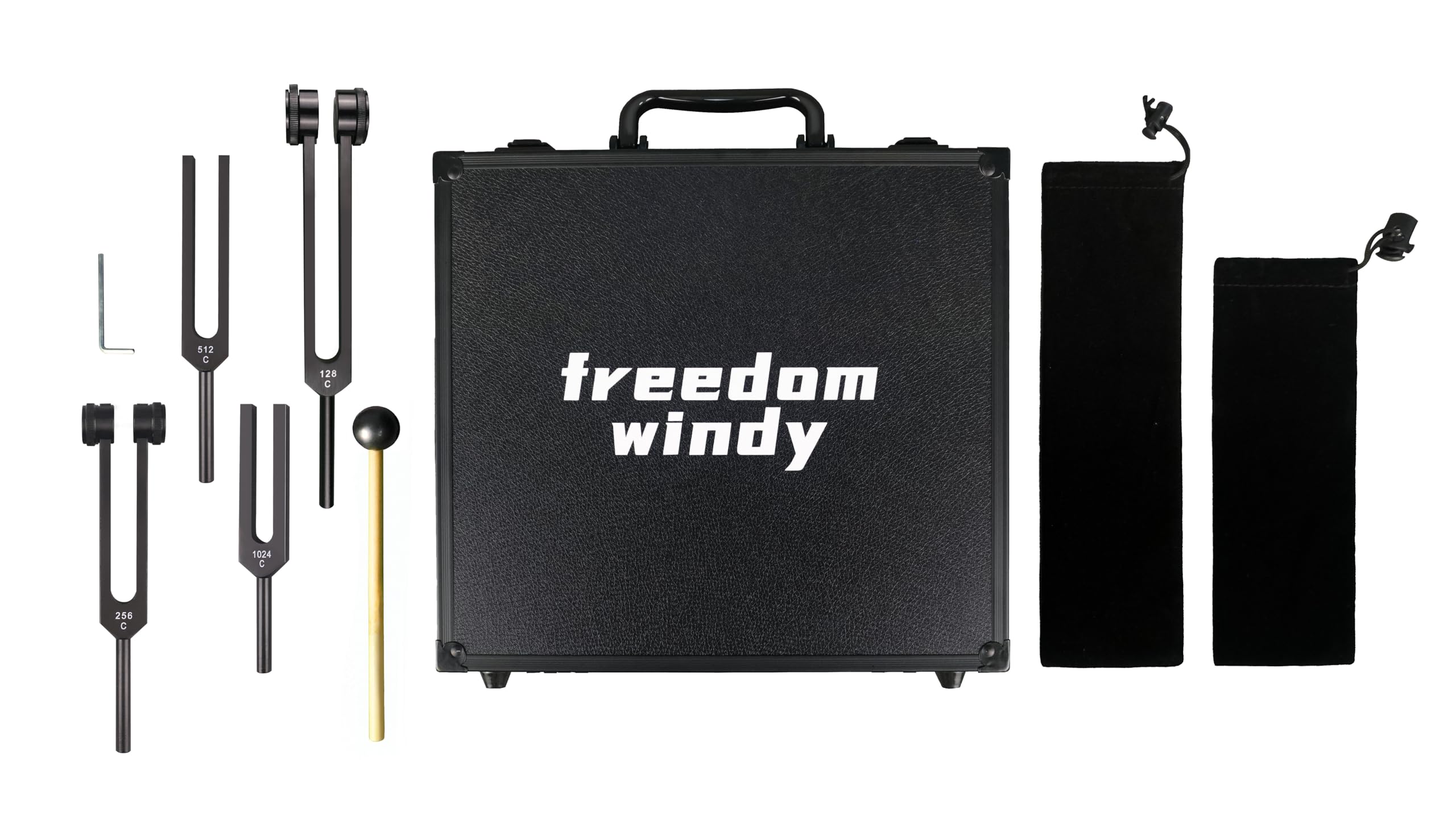 Weighted Tuning Forks Set for Healing - 128Hz, 256Hz, 512Hz, 1024Hz Frequency Sound Therapy Tools for Chakra Balancing & Energy Healing - Includes 2 Fleece Bags & Travel Case - Perfect for Meditation, Yoga, Reiki, and Sound Bath Therapy Sessions