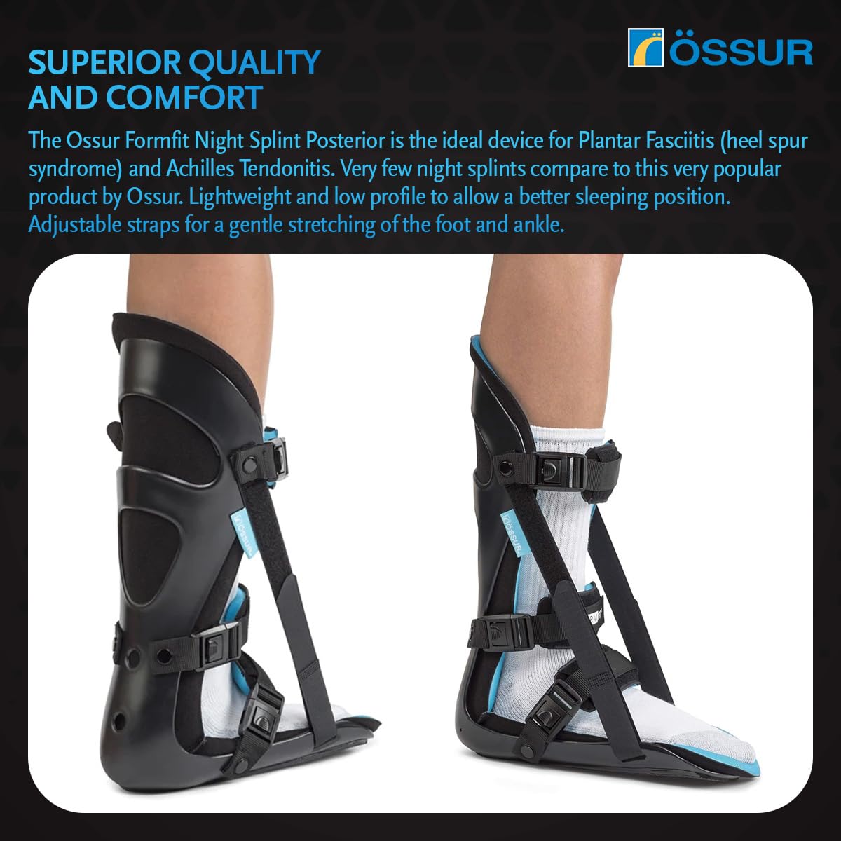Ossur FormFit Night Splint for Plantar Fasciitis & Foot Pain Relief - Adjustable Posterior Support Brace for Sleeping & Recovery