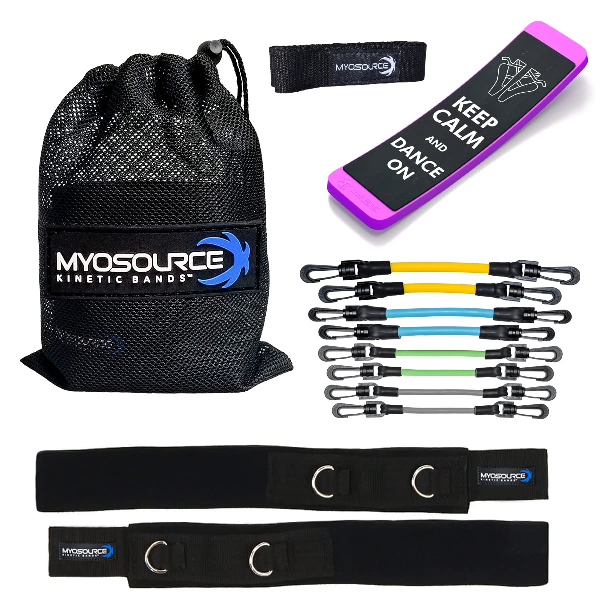 Dance Fitness Kit with Leg Resistance Bands (4 Levels), Dance Turning Board, Flexibility Strap & Body Conditioning Guide - Perfect for Dancers, Figure Skaters, and Home Workouts