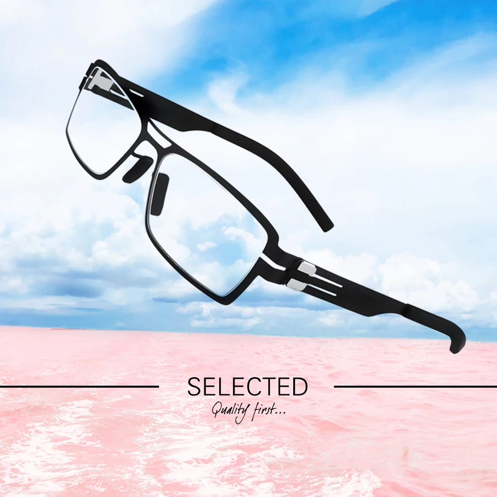 Aimee Unisex Full Rim Square Screwless Stainless Steel Eyeglasses Frame 1173 - Lightweight Durable Glasses for Men & Women, Perfect for Reading, Working & Daily Wear