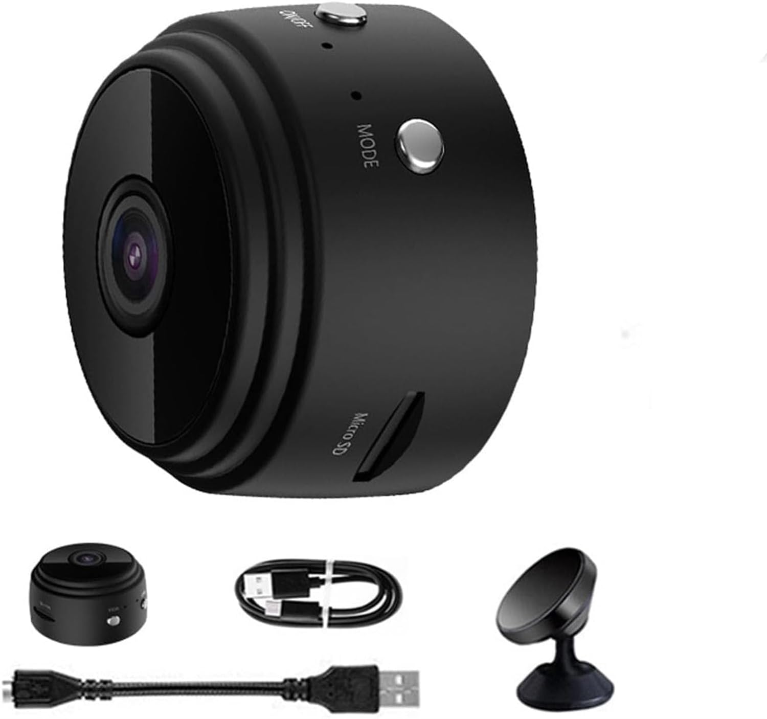 Vista Focus Magnetic Mini Security Camera - 1080P HD Wireless, 360° View, App Controlled, Smart Motion Detection - Indoor/Outdoor Use for Home, Office, Baby Monitor (Black)