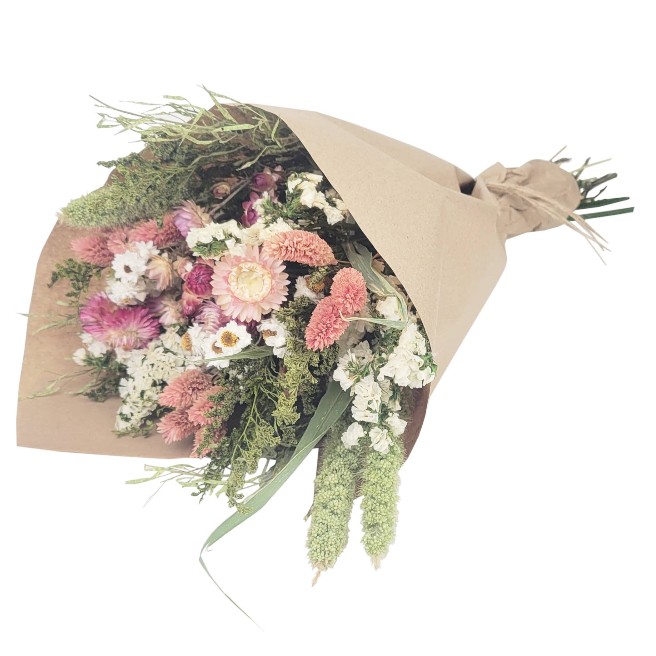 Andaluca Pink Strawflower Love Floral Bouquet #207 - Artificial Silk Flowers for Home Decor, Wedding Centerpieces, Party Arrangements & Gift Ideas