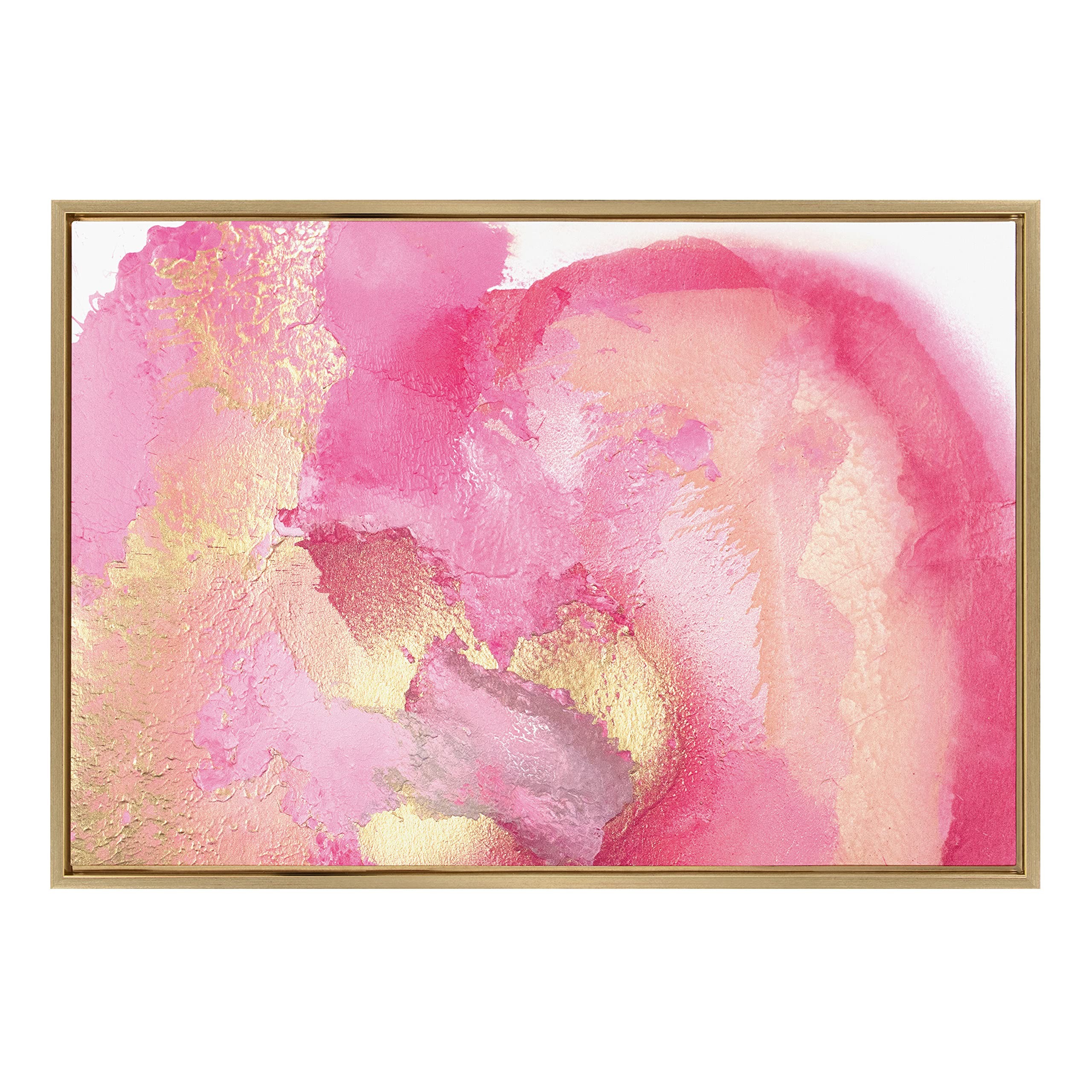Kate & Laurel x Mentoring Positives Pink Golden Hour Framed Canvas Wall Art - 23x33 Inches Gold Feminine Abstract Painting - Perfect for Living Room, Bedroom & Office Decor