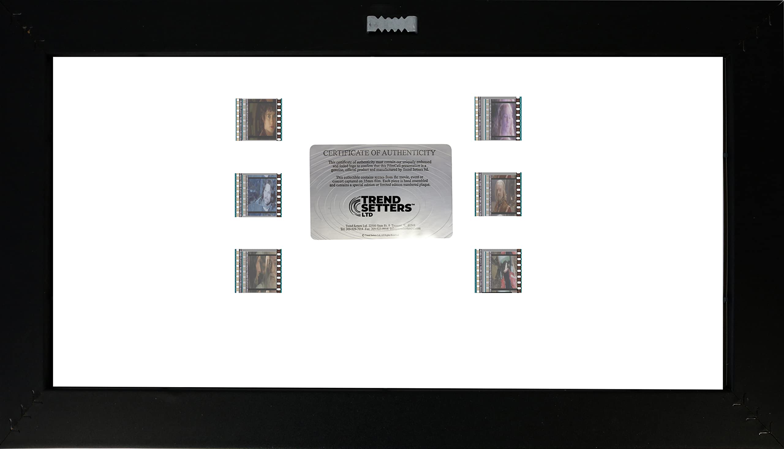 Lord of The Rings Trilogy Framed Film Cells Wall Art - Limited Edition Collectible with 6 Authentic 35mm Film Clips & Certificate (20x11 Inches) - Perfect for Home Theater Decor, Movie Memorabilia Display, and Fantasy Gift for Fans