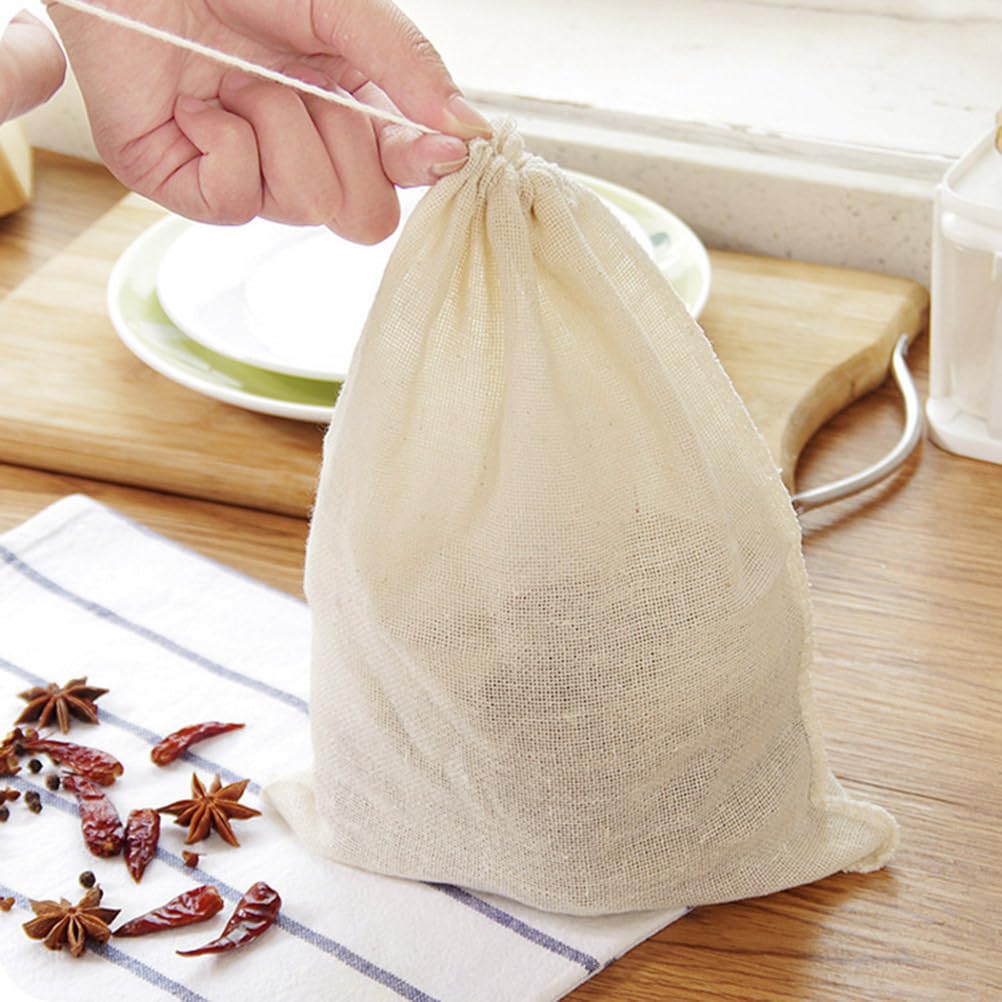 Yardwe Reusable Cheesecloth Bags - 10 Pack 8x10cm Coffee Filters for Loose Leaf Tea, Nut Milk & Soup Straining | Eco-Friendly Tea Filter Bags & Drawstring Mesh Pouches | Perfect for Homemade Coffee, Herbal Tea & DIY Nut Milks