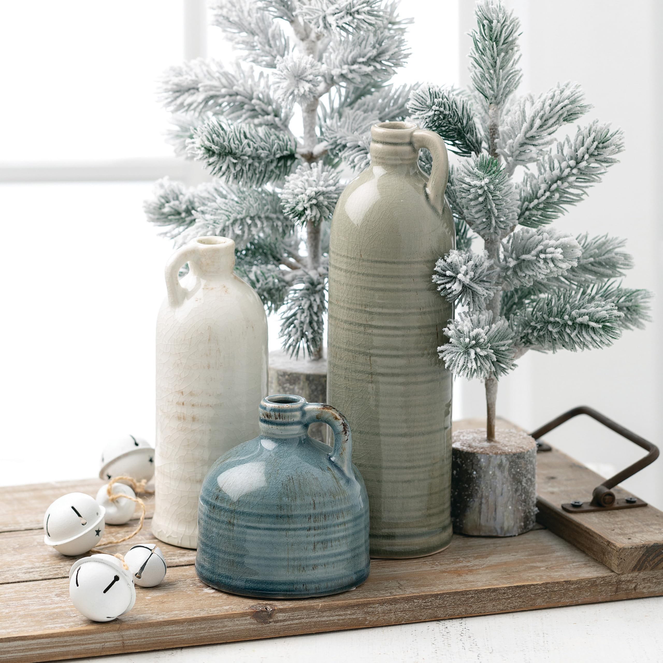 Sullivans Ceramic Jug Vase Set - Farmhouse Decor for Kitchen, Bedroom, Office, Living Room & Bathroom - Coffee Table Centerpiece, Mantle & Shelf Decorations - Perfect for Rustic Home Decor & Wedding Centerpieces (CM2431)
