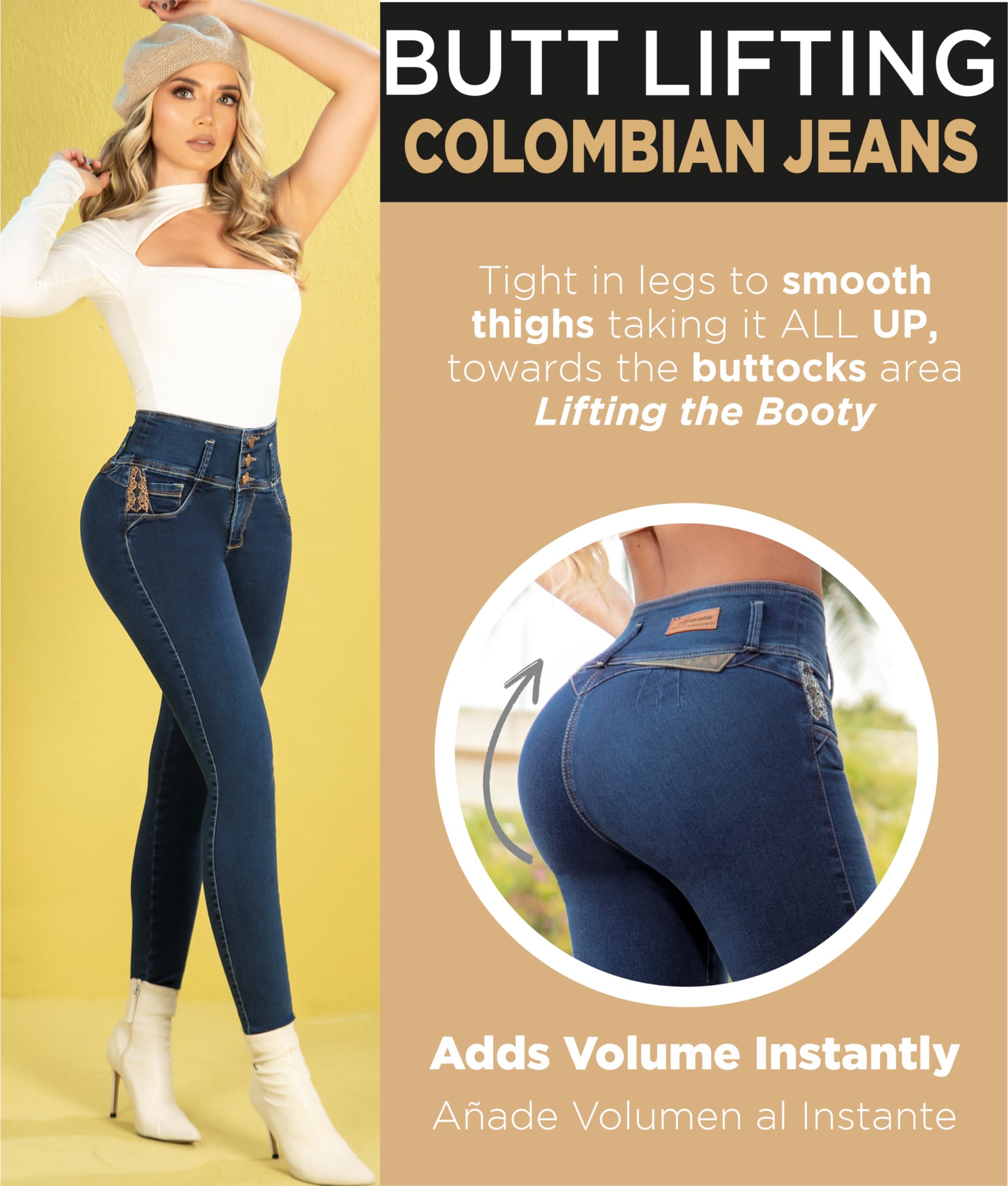 ARANZA High Waist Skinny Jeans for Women - Butt Lifting Stretch Denim Pants | Slimming & Comfortable Colombian Fit | Perfect for Casual Wear, Night Out & Date Night
