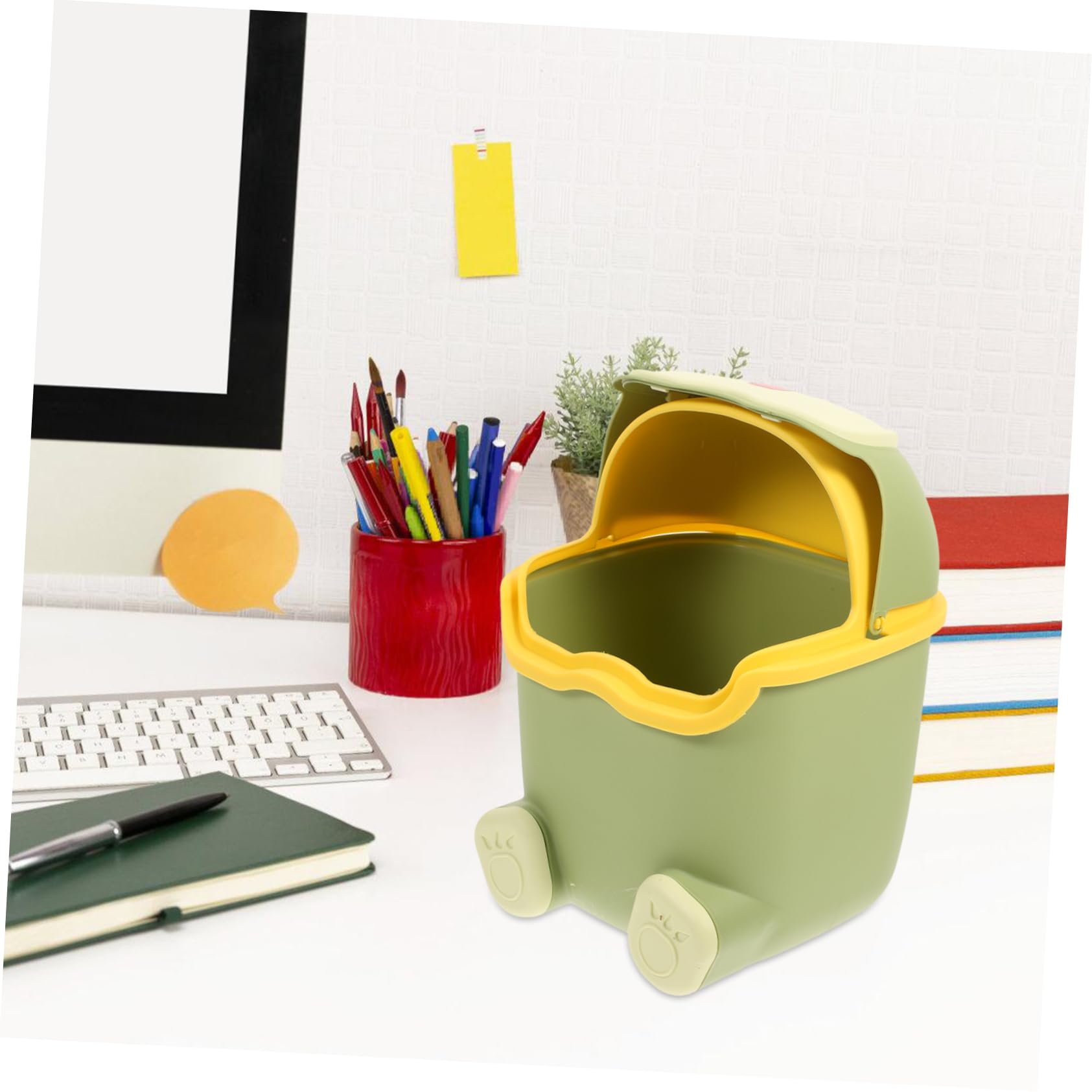 Versatile Mini Desktop Trash Can - Portable Small Waste Paper Basket for Office, Countertop, Desk | Compact Office Bin for Paper Clips, Snack Wrappers & Daily Trash Disposal