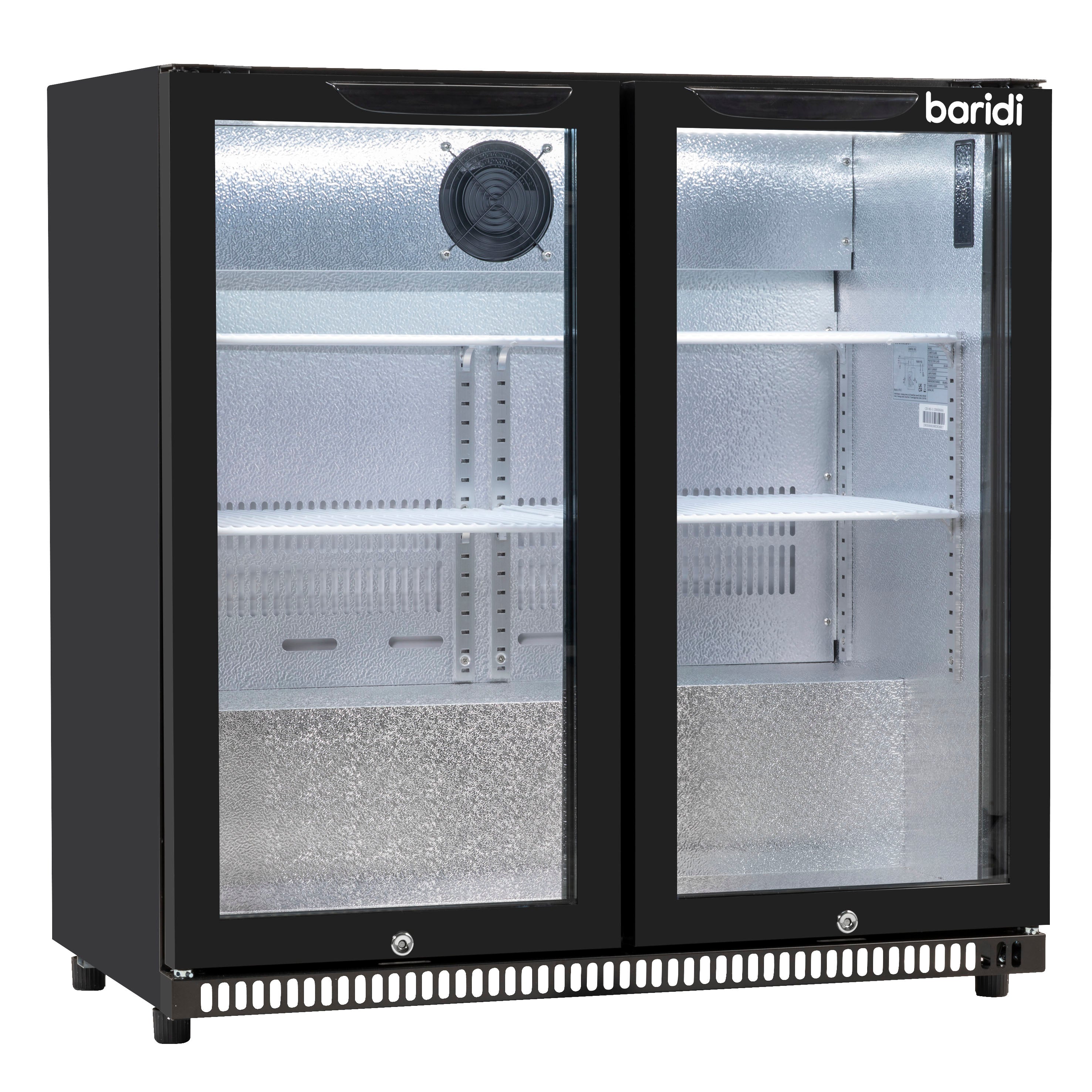 Baridi 190L Back Bar Refrigerator with Hinged Double Door - Commercial Under Counter Drink Cooler for Bars, Restaurants & Home Use