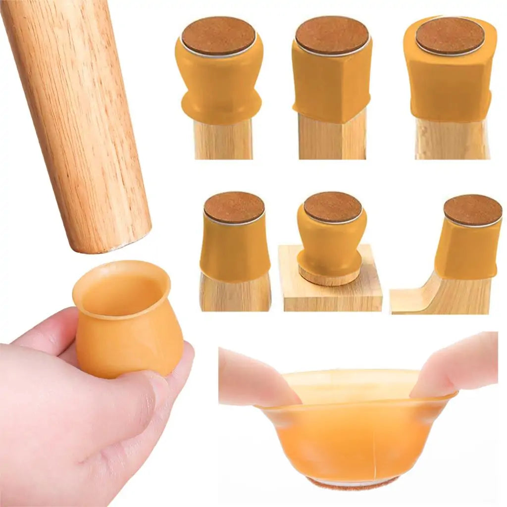 16-Piece Silicone Furniture Leg Protectors - Non-Slip Floor Protectors for Chairs, Tables & Couches | Scratch & Noise Reduction for Hardwood & Tile Floors | Home & Office Use