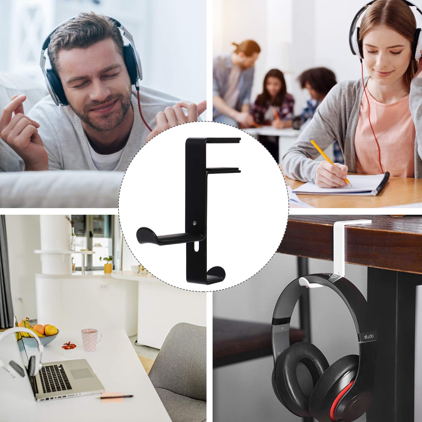 Foldable Alloy Headphone Hanger & Desk Hook Holder - Wall Mountable Computer Headset Stand for Gaming, Office & Home Use (Compatible with All Headphones) | Perfect for Desk Organization & Space Saving