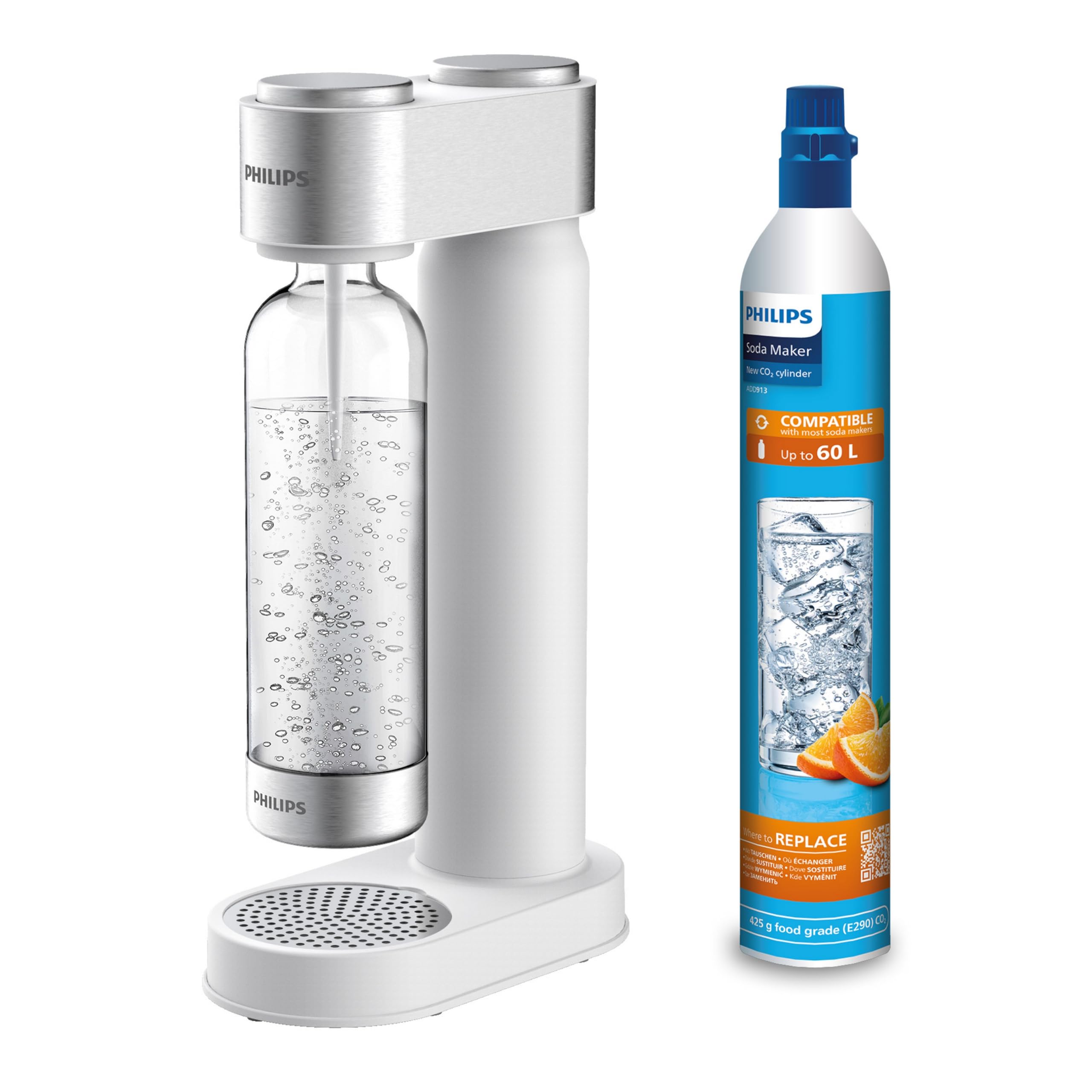 Philips GoZero ADD4902WH/10 Machine à Soda Sans BPA 1L Blanc - Idéal pour Maison, Bureau et Fêtes
