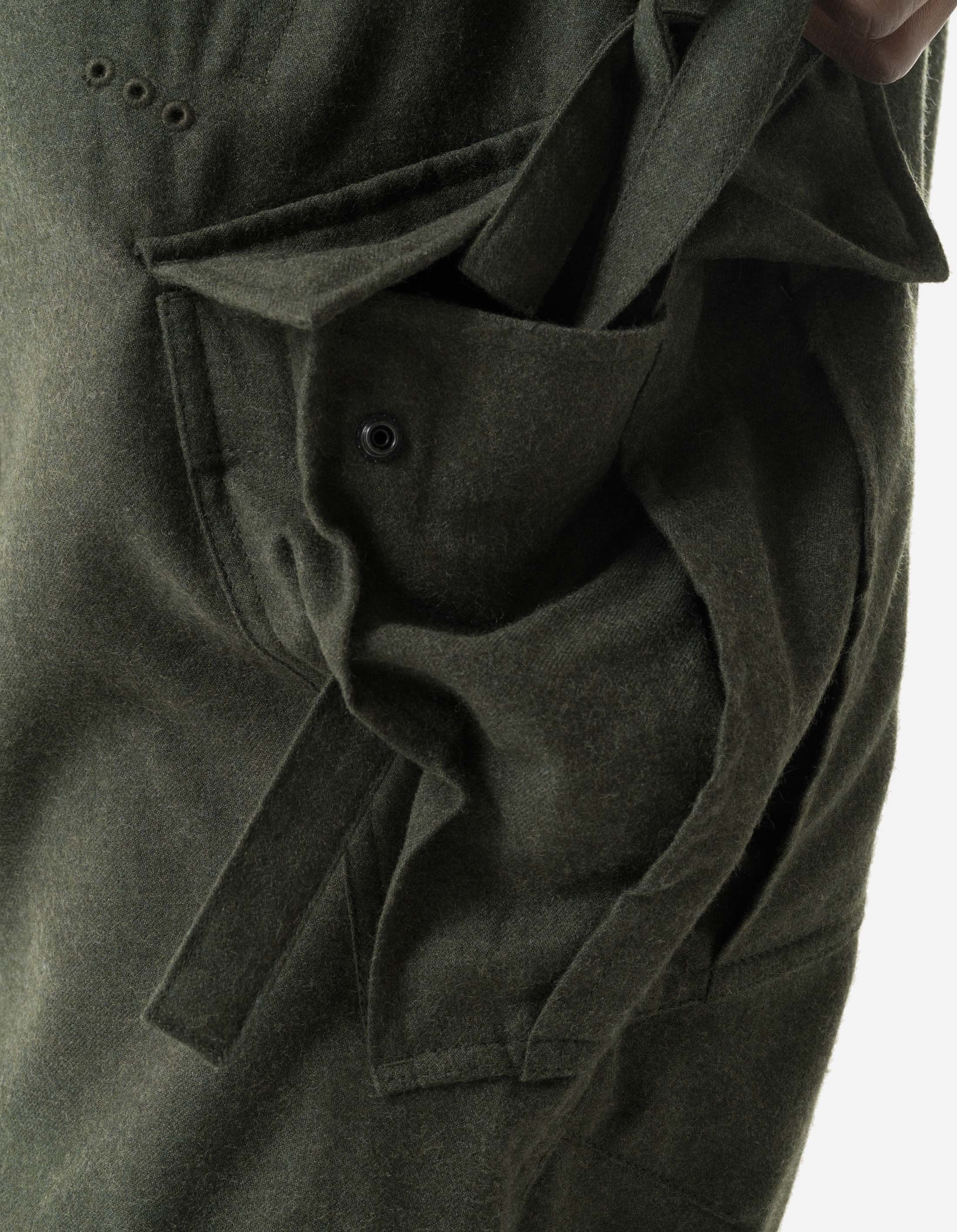 6068 Merino Wool Cargo Track Pants for Men - Dark Olive Green Outdoor Hiking & Travel Joggers with Pockets