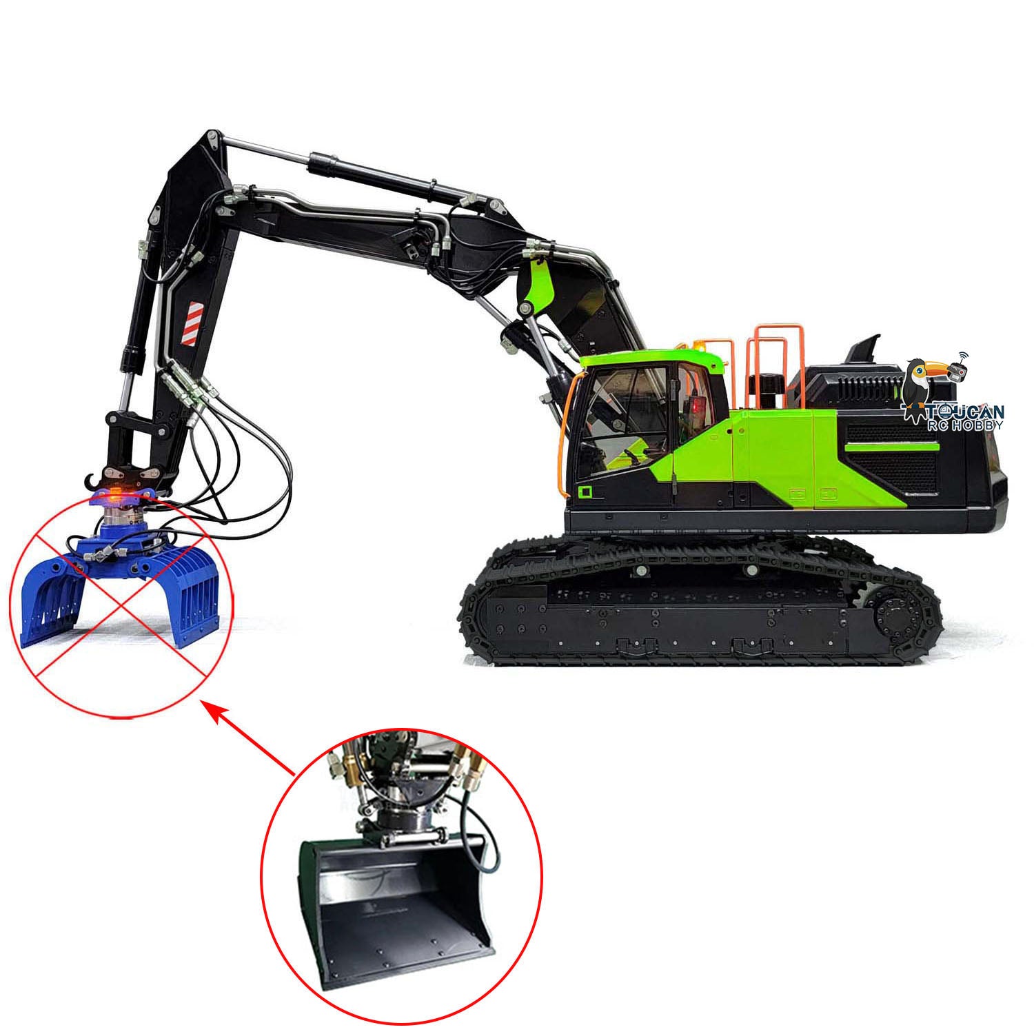 1:14 Scale MTMODEL EC380 Metal Hydraulic Tracked Excavator RC Construction Vehicle - 3 Arms Heavy Duty Digger Machine for Construction Site Simulation & RC Hobby Enthusiasts