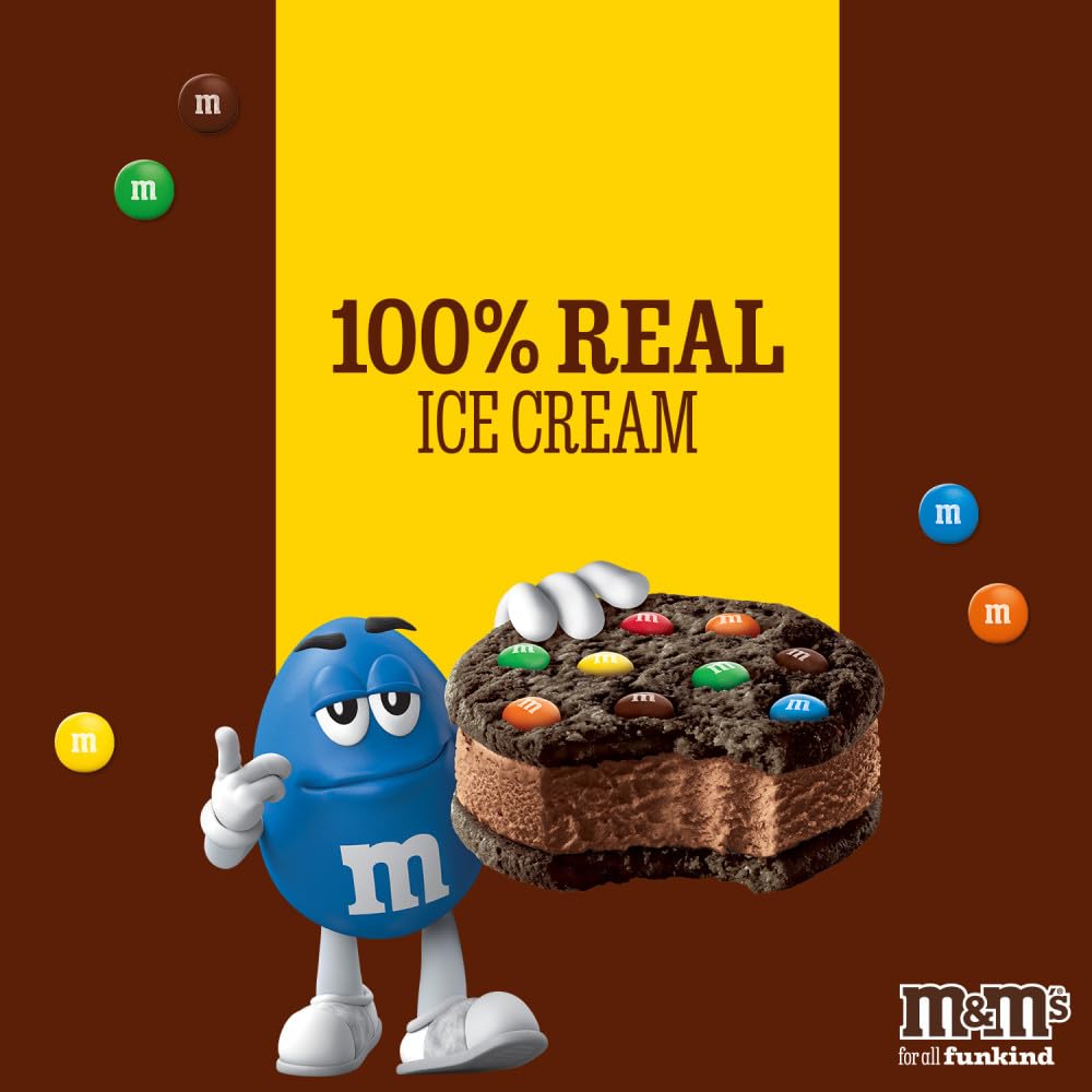 M&M's Chocolate Ice Cream Sandwich - 4 Fl Oz (Pack of 4) Frozen Treats | Perfect for Summer Parties, Birthday Celebrations & Family Dessert Time