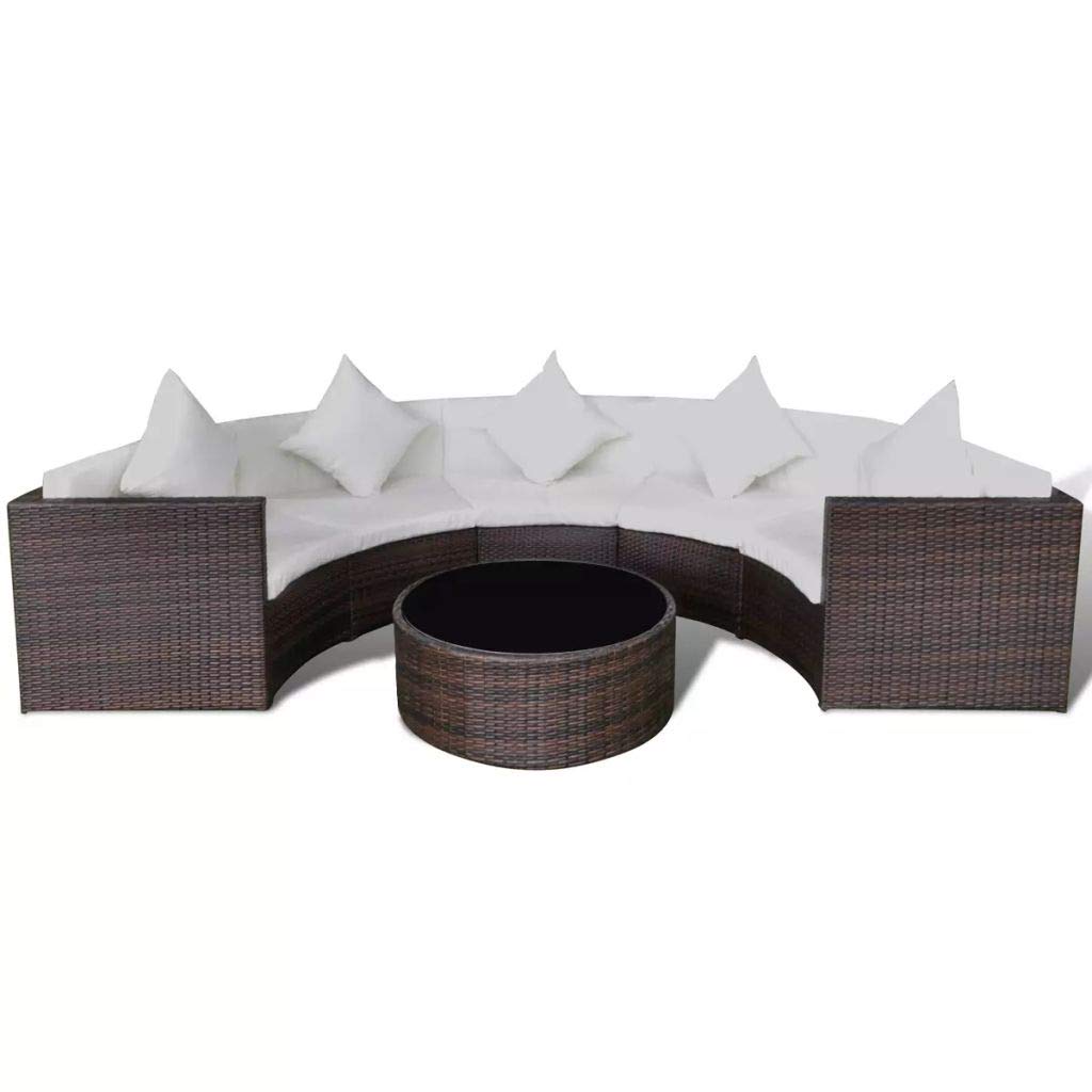 2-Piece Outdoor Conversation Set with Washable Cushion Covers - Brown Poly Rattan Garden Lounge Furniture for Patio, Deck, or Backyard Relaxation