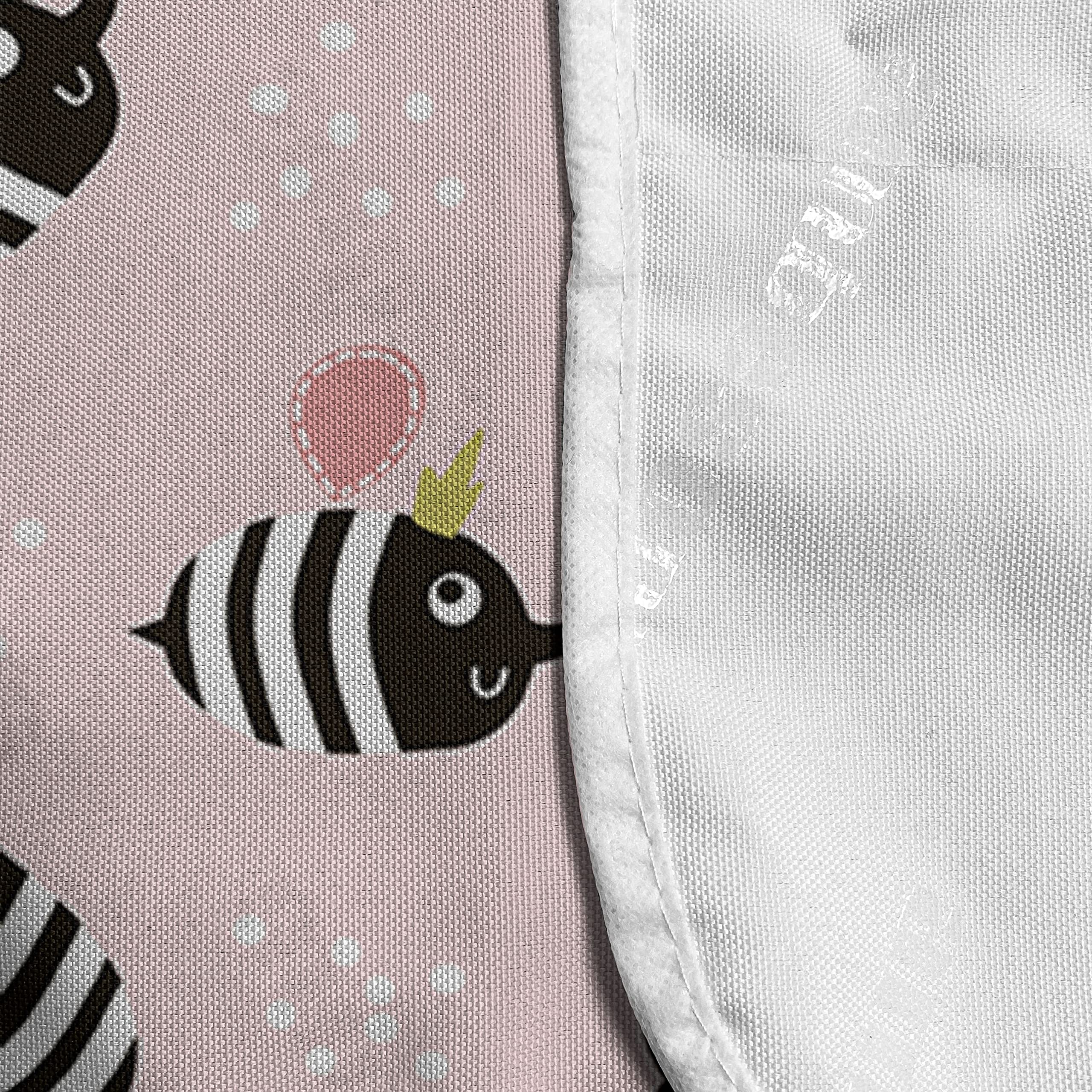 Ambesonne Scandinavian Microwave Oven Cover - Cute Cartoon Bees Pattern on Pastel Pink Background, Waterproof Kitchen Organizer with Pockets, 36