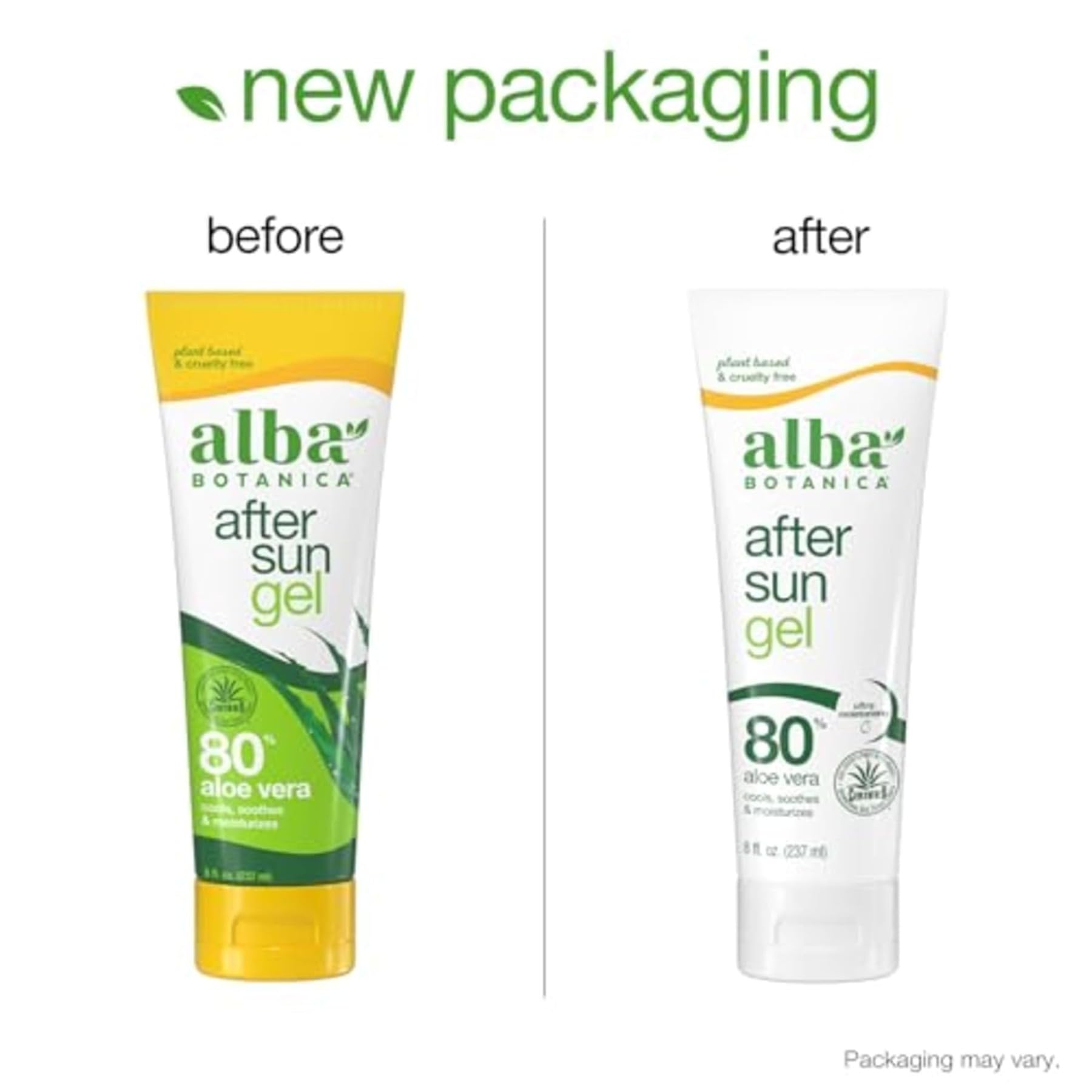 Alba Botanica 100% Pure Aloe Vera Gel for Face & Body - 8 fl oz Cooling After Sun Treatment with 80% Organic Aloe - Soothes Sunburn, Hydrates Skin - Perfect for Sun Care, Post-Workout Recovery & Daily Moisturizing