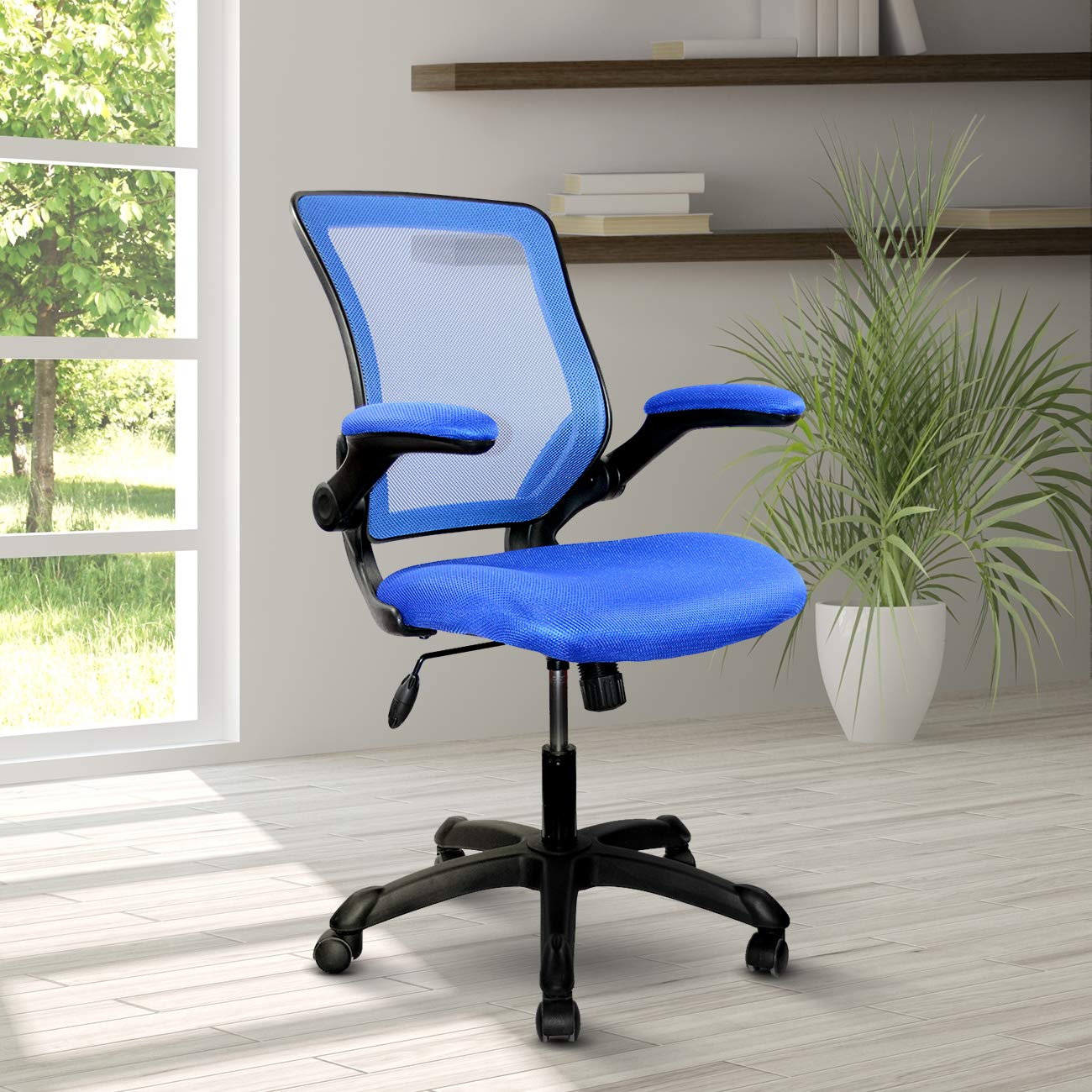 Ergonomic High Back Office Chair - Adjustable Mesh Desk Chair with Lumbar Support & Armrests, Rolling Computer Task Chair for Home & Office Workspace (Blue) - Perfect for Long Hours Sitting, Gaming & Remote Work