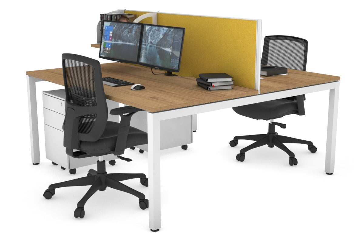 Quadro Square Legs 2 Person Office Workstation Desk - 1200L x 800W with Cable Management Scallop - Perfect for Shared Workspaces & Home Offices