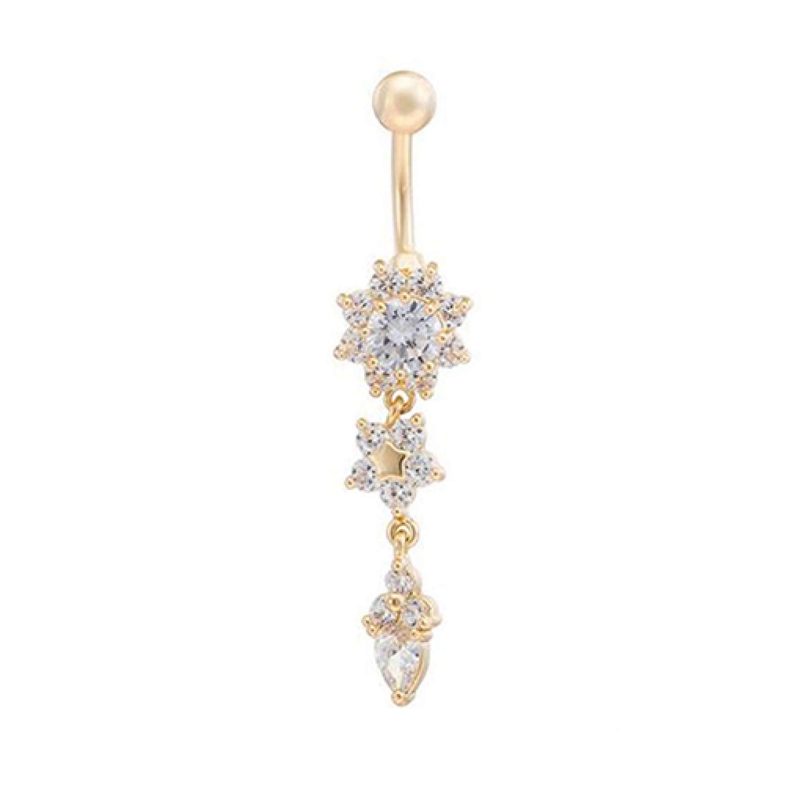 Stylish Body Piercing Jewelry for Women & Men - Valentine's Day Gift, Rhinestone Dangle Bar & Barbell Belly Button Rings - Perfect for Parties, Date Nights & Self-Expression