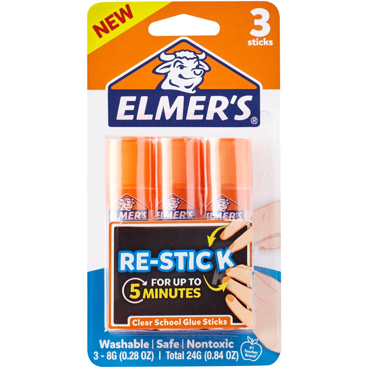 Elmer's Disappearing Purple Glue Sticks, Washable School Supplies for Kids, 3-Pack - Perfect for Arts & Crafts, Scrapbooking, and Classroom Projects