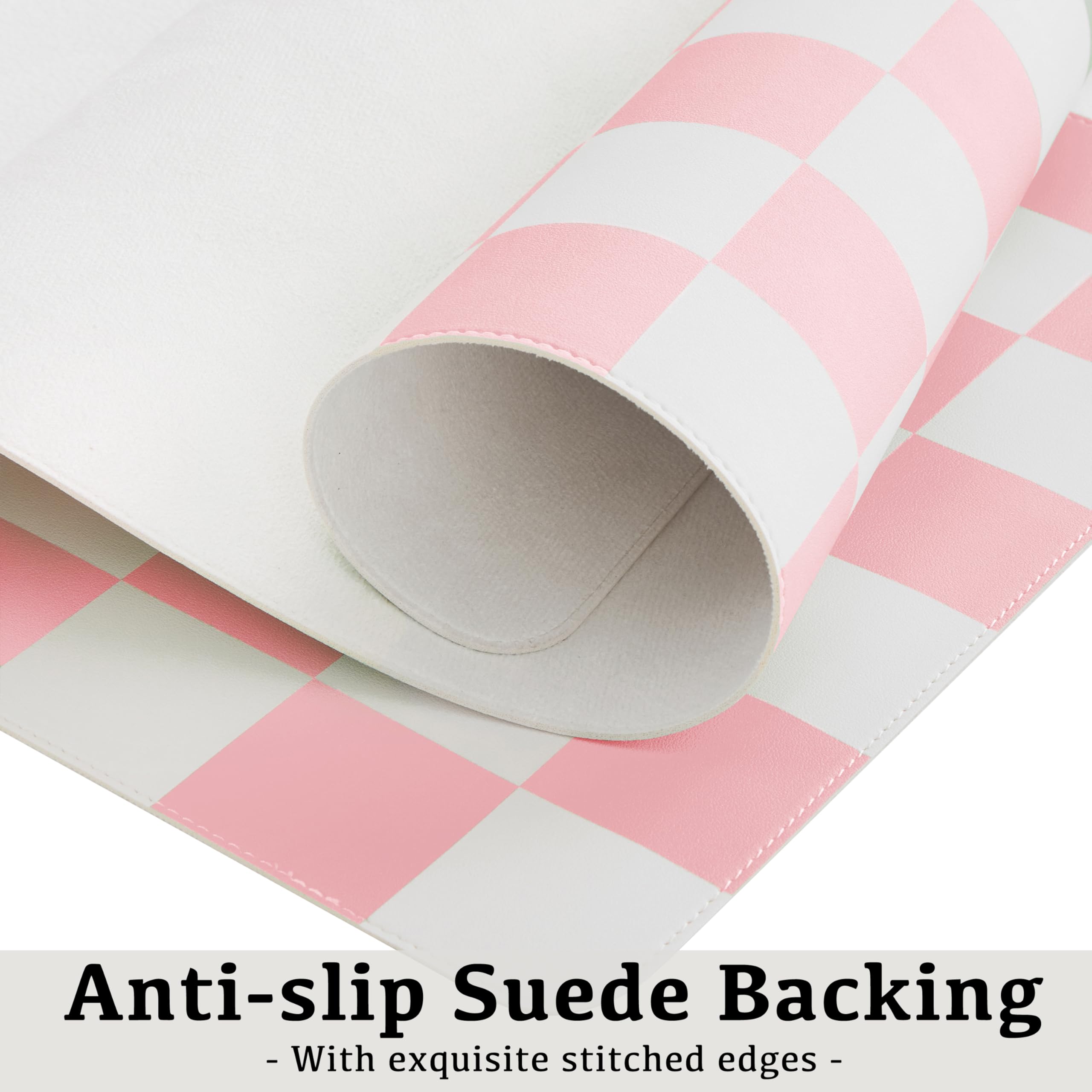 Pink Checkered Desk Mat - 31.5