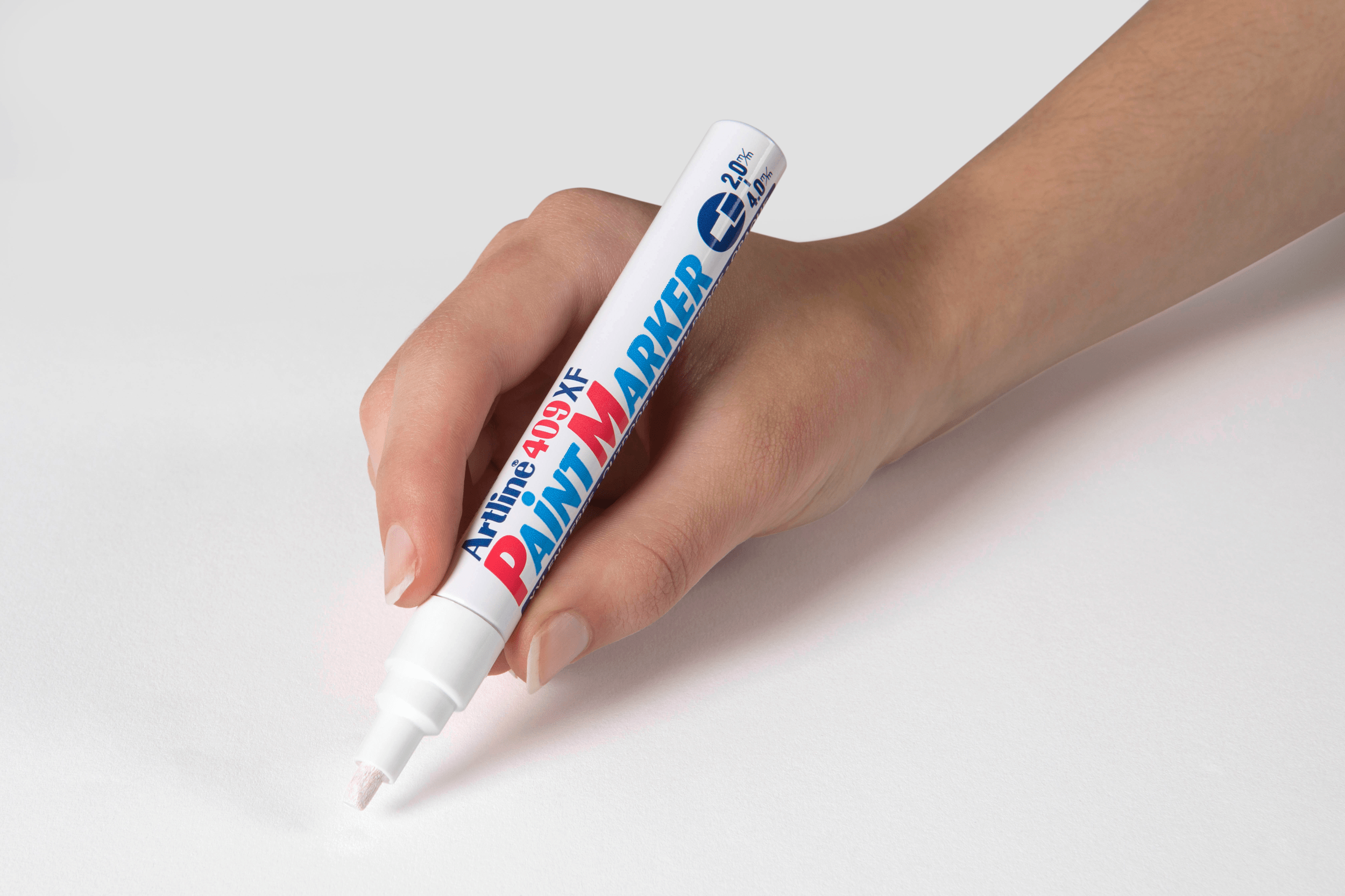 Artline 409 White Paint Marker 4.0mm Chisel Tip - 12 Pack for DIY Crafts, Signage & Industrial Labeling - Waterproof & Opaque Paint Pen for Glass, Metal, Plastic & Wood Surfaces