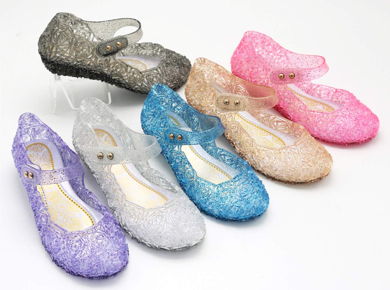YouKD Girls Princess Cosplay Shoes - Sparkling Crystal Jelly Sandals for Dress Up, Halloween Costumes & Birthday Parties | Comfortable & Stylish Kids' Play Shoes