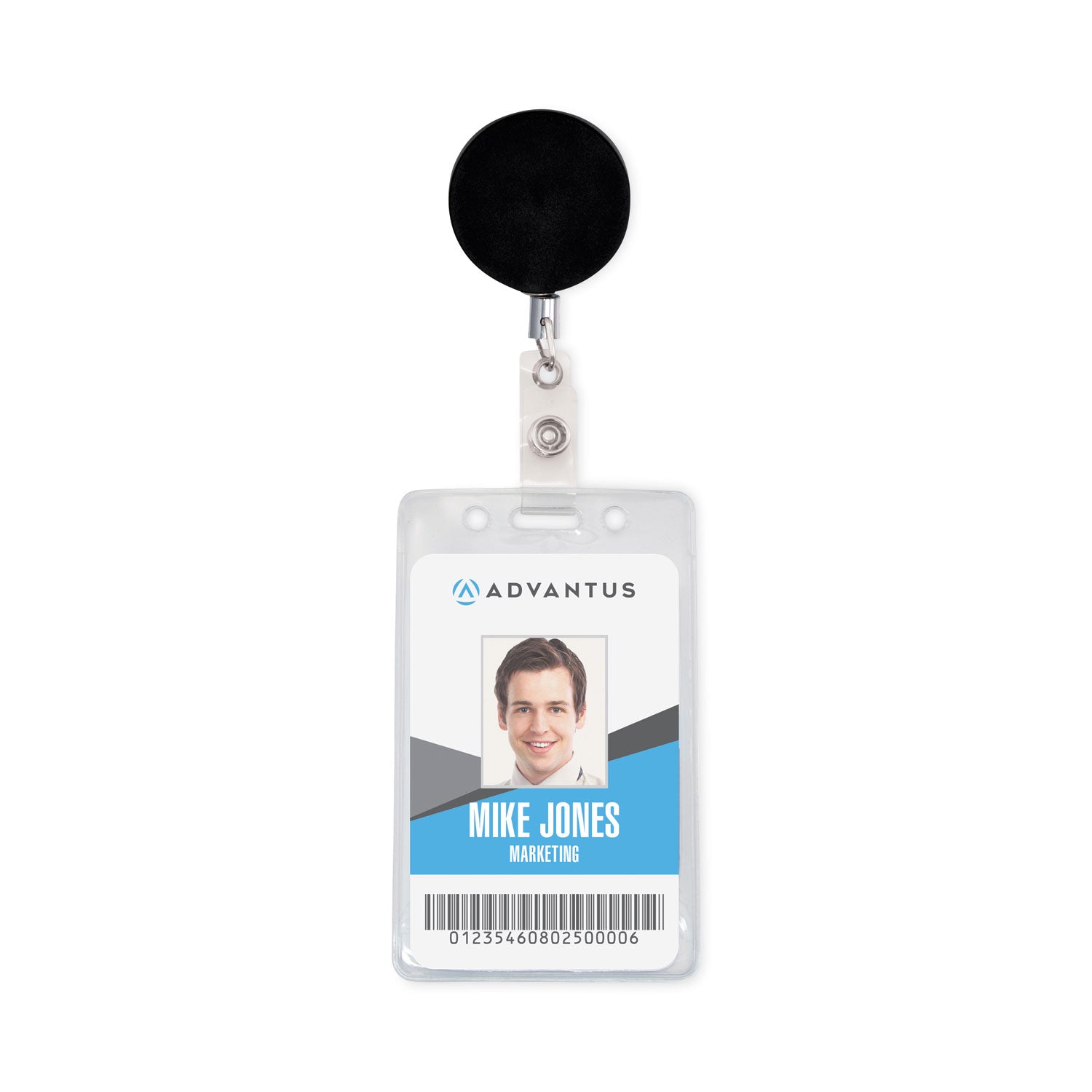 Advantus Premier Heavy Duty Retractable ID Badge Holder Reel - 24 Inch Extension, Black/Silver (12 Pack/Box) - Perfect for Nurses, Teachers, Security & Office Professionals