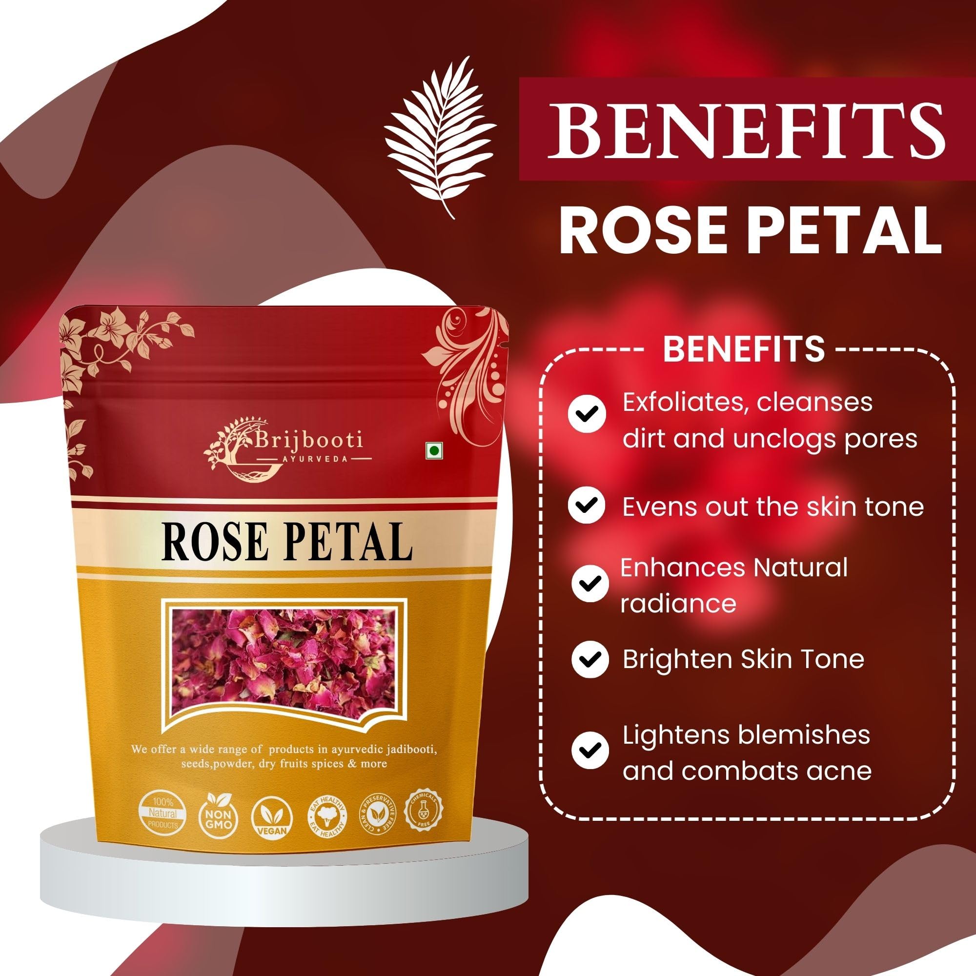 Organic Sun-Dried Rose Petals (Gulab Patti) - 100g Premium Edible Roses for Skincare, Hair Care, Herbal Tea & DIY Beauty Recipes - Perfect for Face Masks, Bath Soaks & Aromatherapy