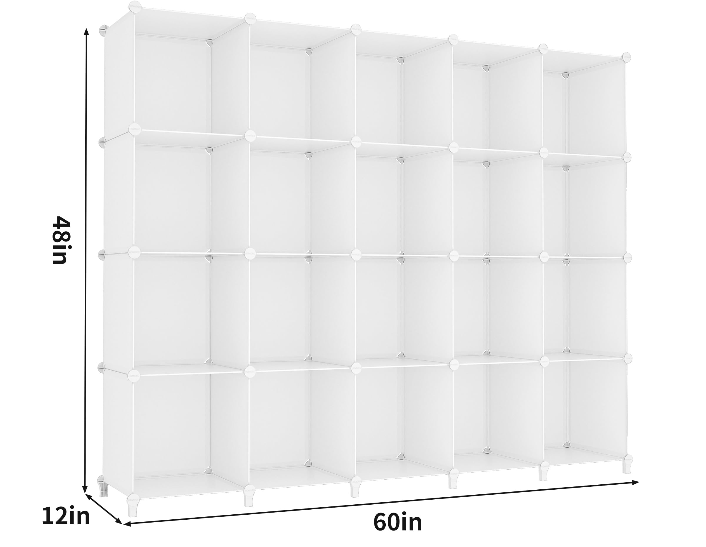 HOMIDEC 20-Cube Storage Shelf Organizer - 11.8x11.8x11.8 Inch Multifunctional Bookshelf with Metal Hammer for Kids Room, Closet, Bedroom, Bathroom - Perfect for Toy Storage, Book Display & Home Organization