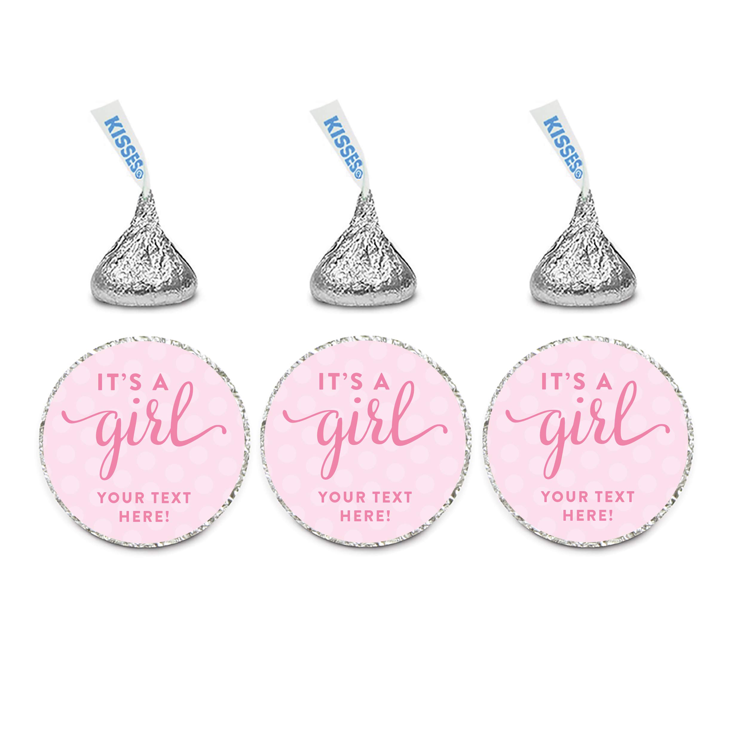 Personalized Chocolate Drop Labels Stickers - 216-Pack for Baby Shower, It's a Girl Party Favors, Gifts & Decorations | Custom Name Stickers for Hershey's Kisses, Candy Wraps & Sweet Treats | Perfect for Birthday Parties, Bridal Showers & Holiday Celebrations