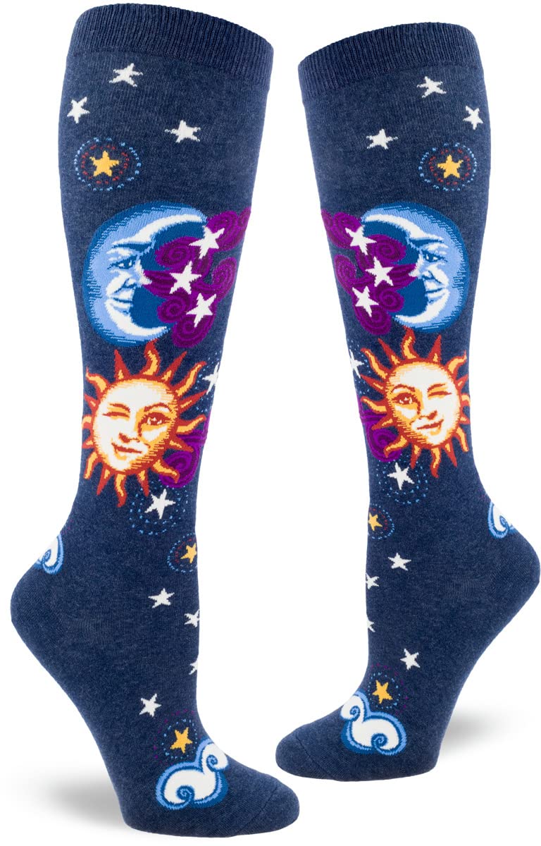 Women's Knee High Space Print Socks - Fun Galaxy & Star Pattern for Cosplay, Halloween & Everyday Wear