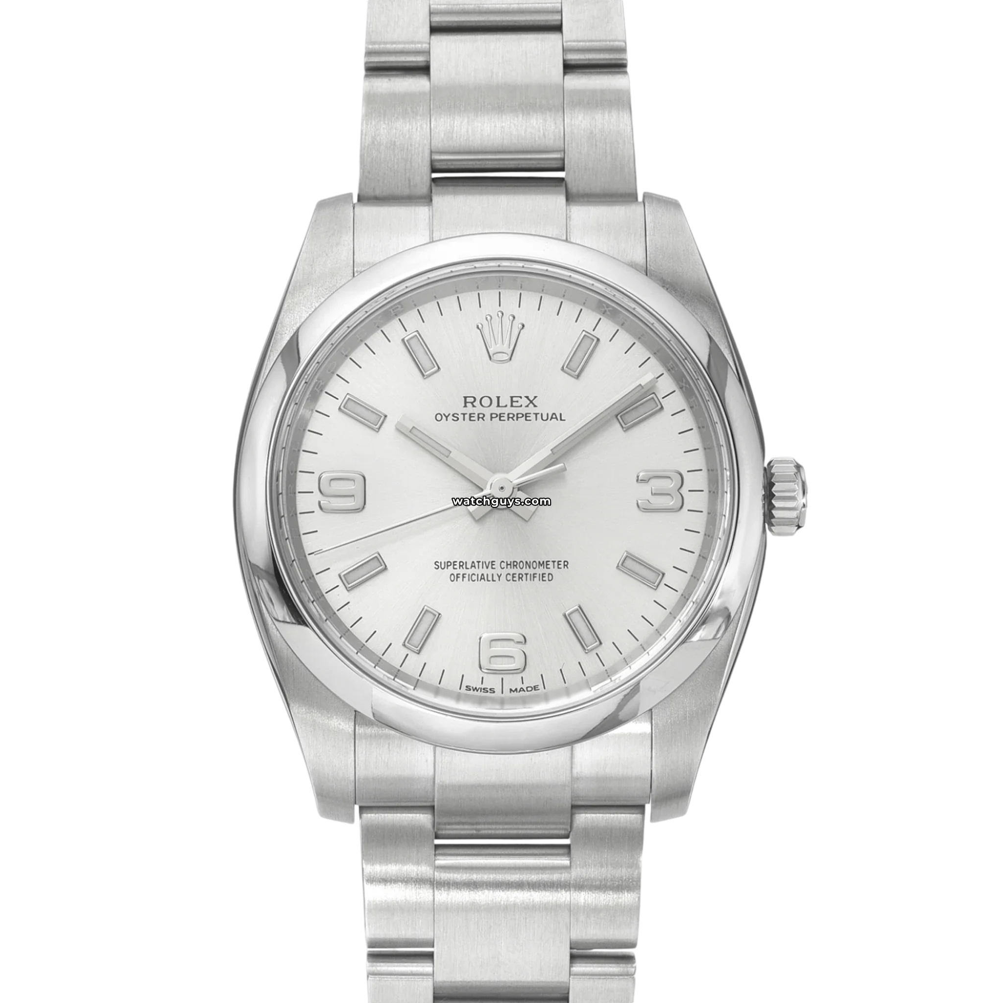 Authentic Rolex Oyster Perpetual 114200 Silver Dial Stainless Steel Watch - Luxury Timepiece for Men, Perfect for Business Meetings & Formal Events