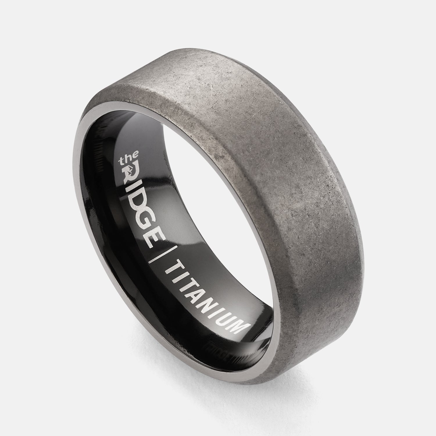 8mm Beveled Titanium Ring Set - Stonewashed Finish for Men & Women - Perfect for Weddings, Engagements, and Everyday Wear