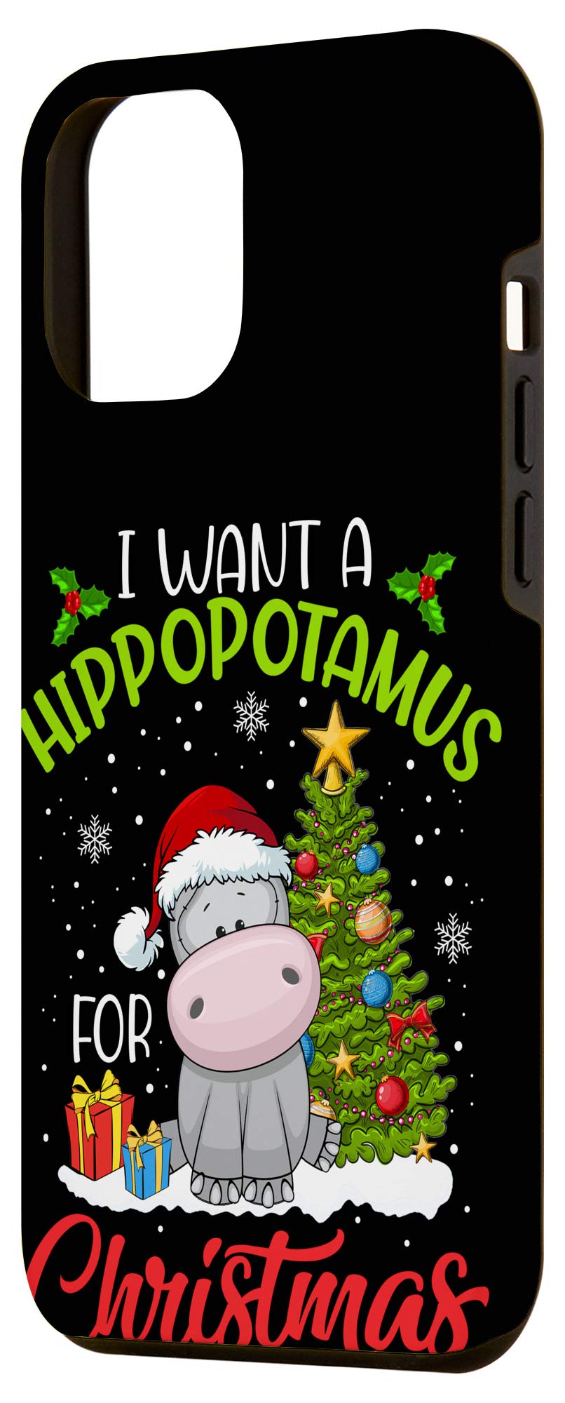 iPhone 12 Pro Max Christmas Hippo Case - Cute Holiday Protective Cover for Kids & Women - Perfect Gift for Xmas, Birthday & Daily Use