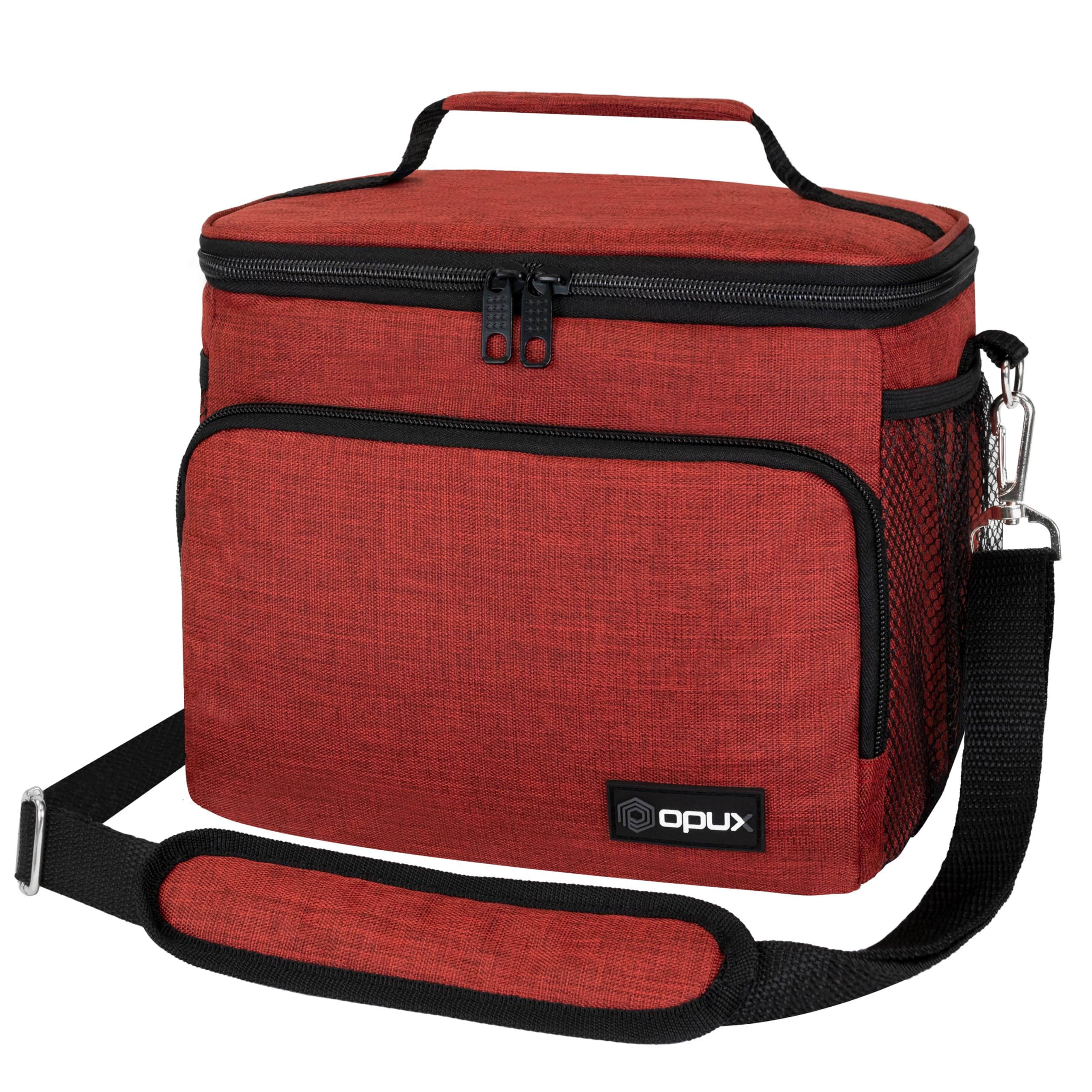 **OPUX Insulated Lunch Bag for Men & Women - Leakproof Soft Lunch Box for Office, Work, School, Picnic - Shoulder Strap Cooler Bag for Kids, Adults, Boys & Girls - Medium Lunch Tote (Heather Red) - Perfect for Meal Prep, Travel & Outdoor Activities**