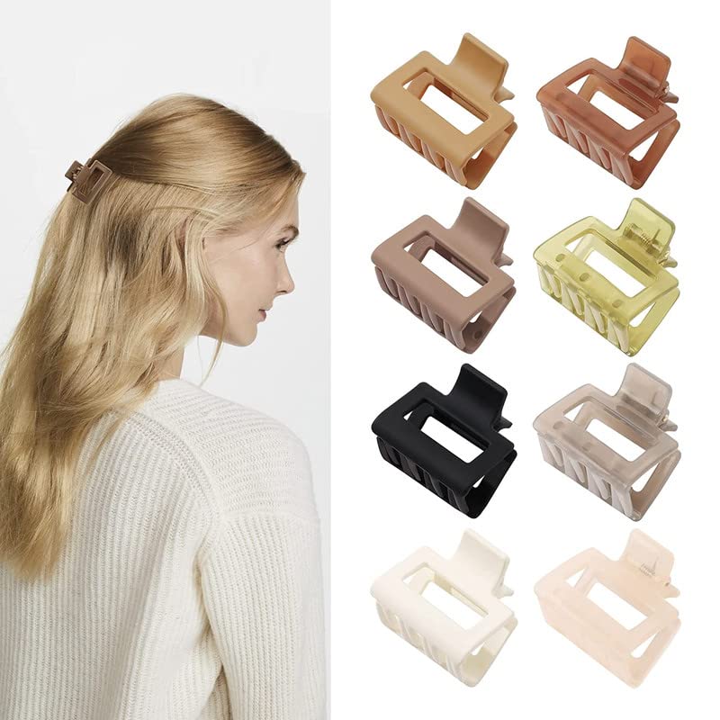 RECTYO GALLERY Small Hair Claw Clips for Women - 1.57 Inch Mini No Slip Square Hair Clips for Thin to Medium Hair | Perfect for Ponytails, Buns & Everyday Styling | Hair Accessories for Women & Girls