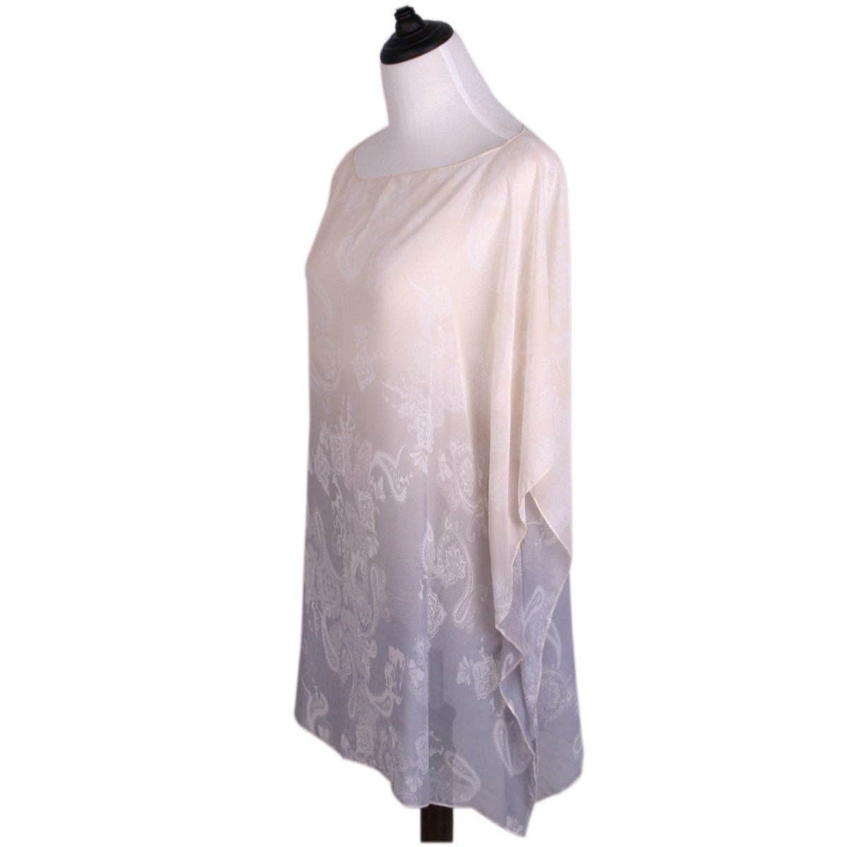 Trendy Blue Paisley Floral Ombre Chiffon Kimono Poncho Blouse - Lightweight Beach Cover Up for Women, Summer Boho Fashion, Perfect for Poolside, Vacation & Outdoor Parties