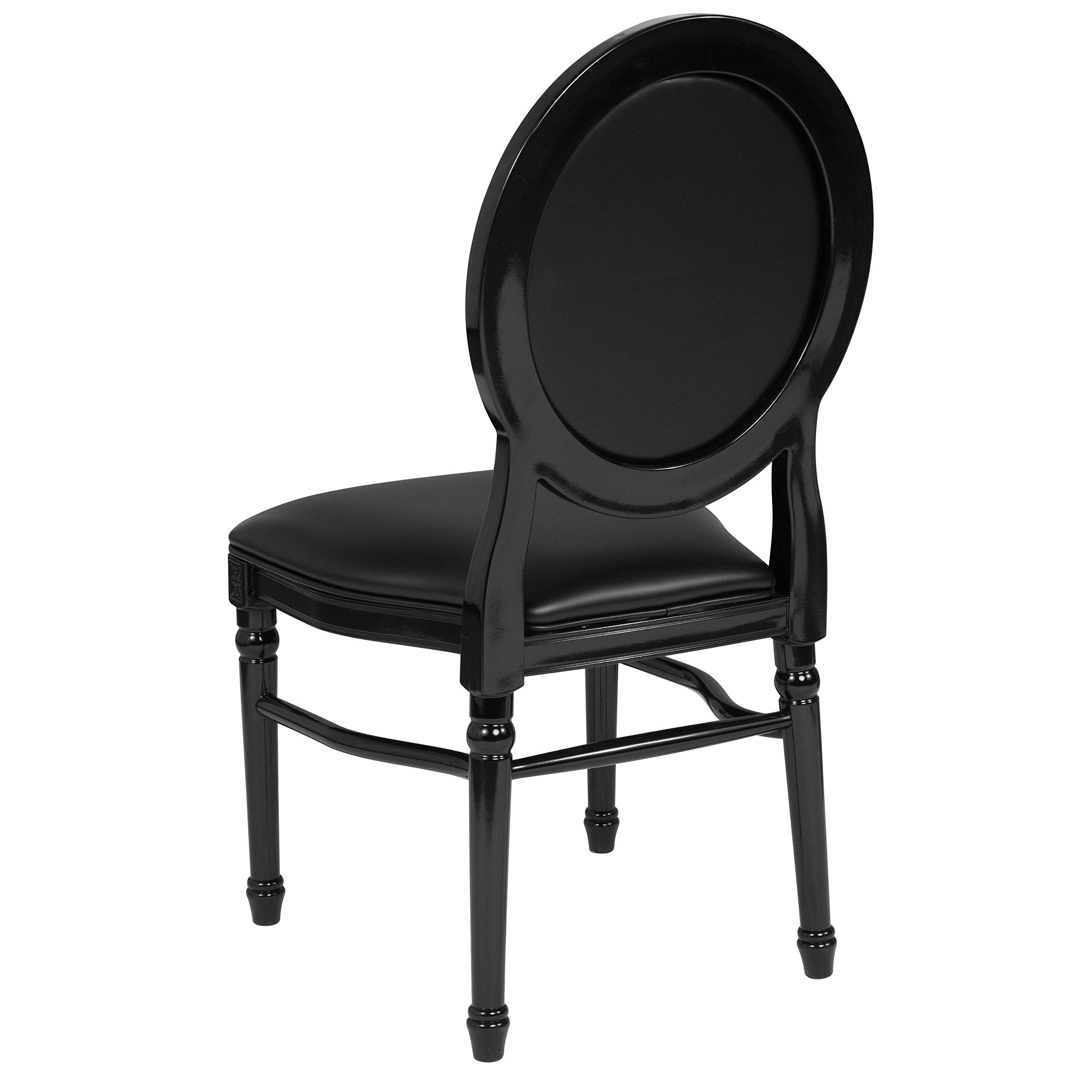 King Louis Dining Chair & Desk Chair with Tufted Back - Black Vinyl Upholstered Seat & Metal Frame | Elegant Home Office & Formal Dining Room Furniture