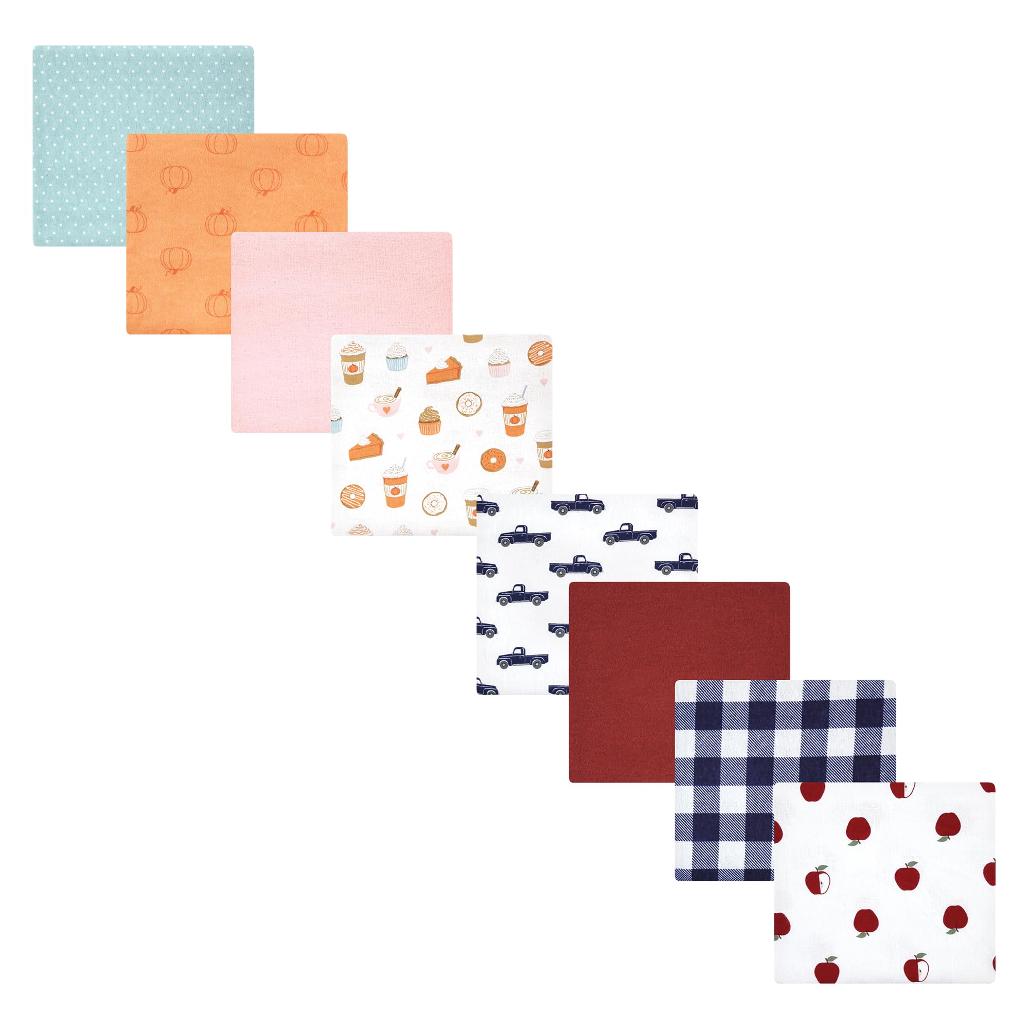 Hudson Baby Unisex Cotton Flannel Receiving Blankets Set - Soft & Cozy Baby Swaddle Blankets for Newborns, Infants & Toddlers - Pumpkin Spice Apple Orchard Print - Perfect for Nursery, Swaddling, Stroller & Photo Shoots